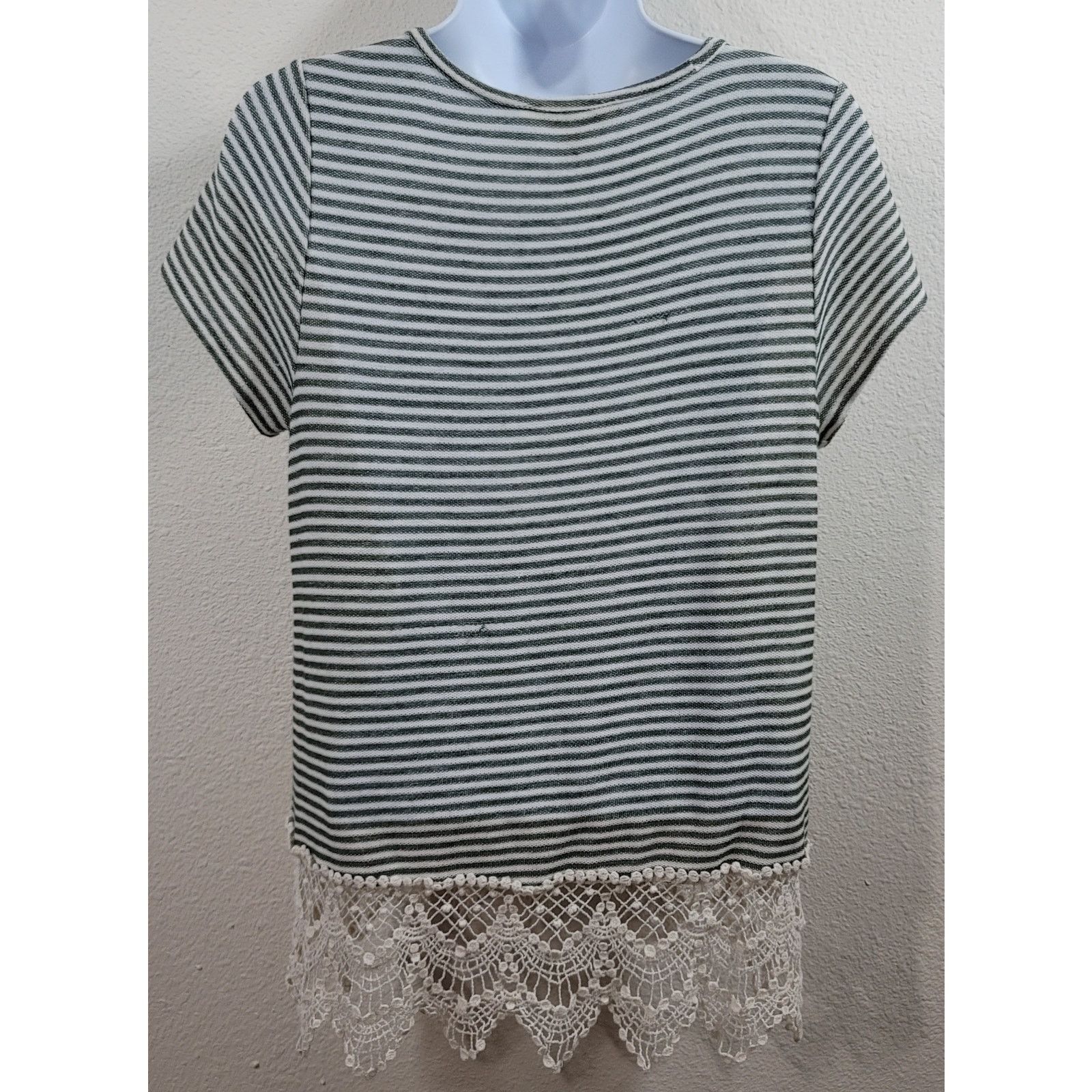 Other Miami Green White Striped Crochet Hem Medium Lightweight Size M / US 6-8 / IT 42-44 - 3 Thumbnail