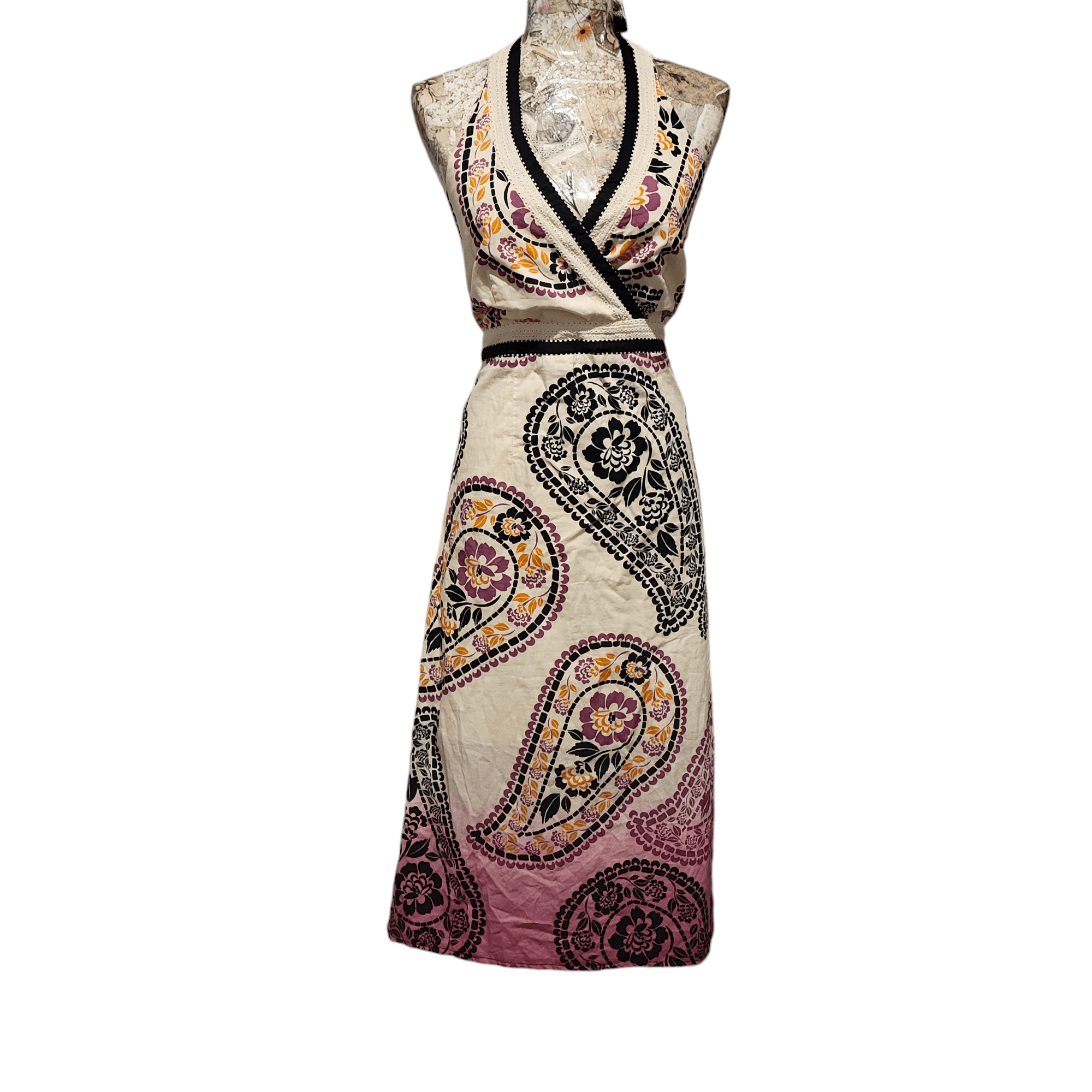 NBDN Nobrandedon Style & Co. Paisley Halter Empire Waist Tan Ombre Dress Size L / US 10 / IT 46 - 11 Thumbnail