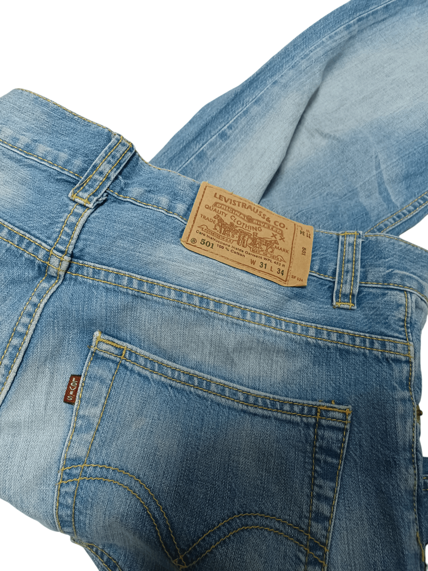 Levi's Vintage Clothing 1993 VINTAGE LEVIS 501 MADE IN USA LIGHT JEANS DENIM Size US 31 - 3 Thumbnail