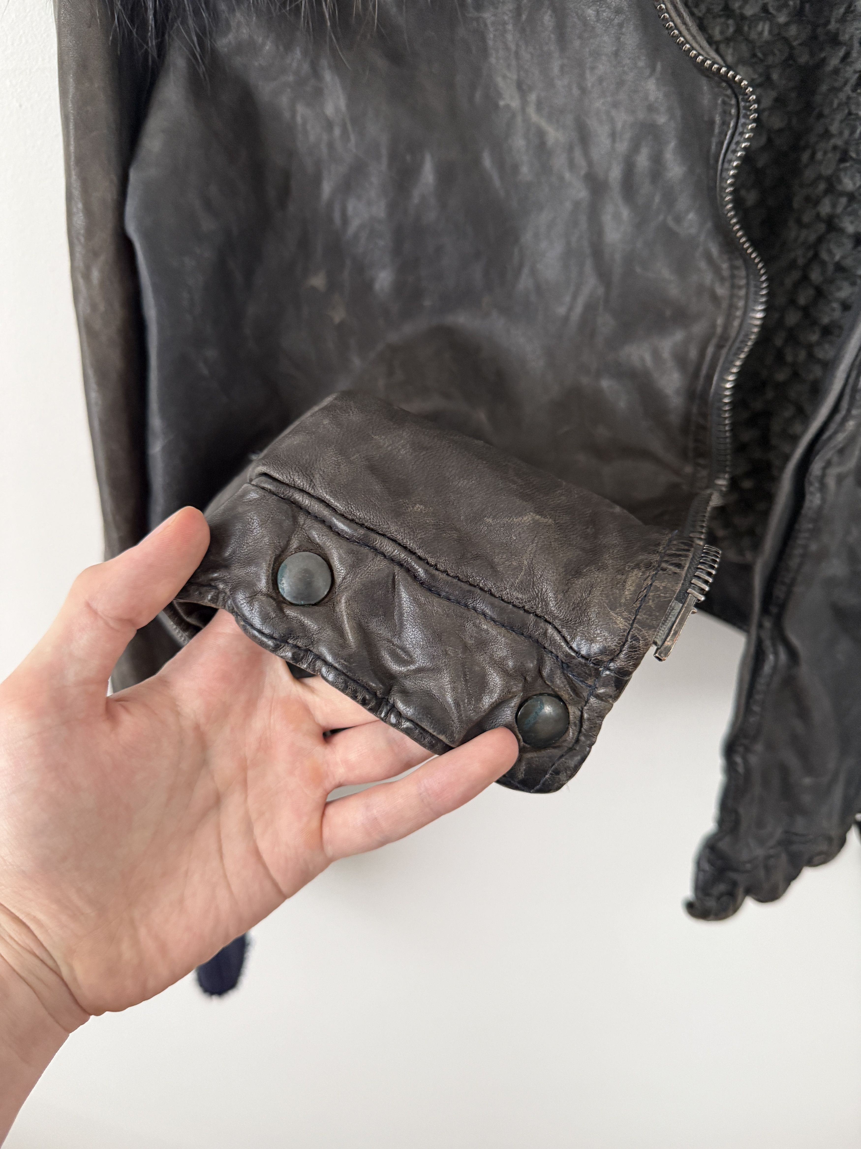 Giorgio Brato Zip Up Leather Jacket with Fur Size L / US 10 / IT 46 - 18 Thumbnail