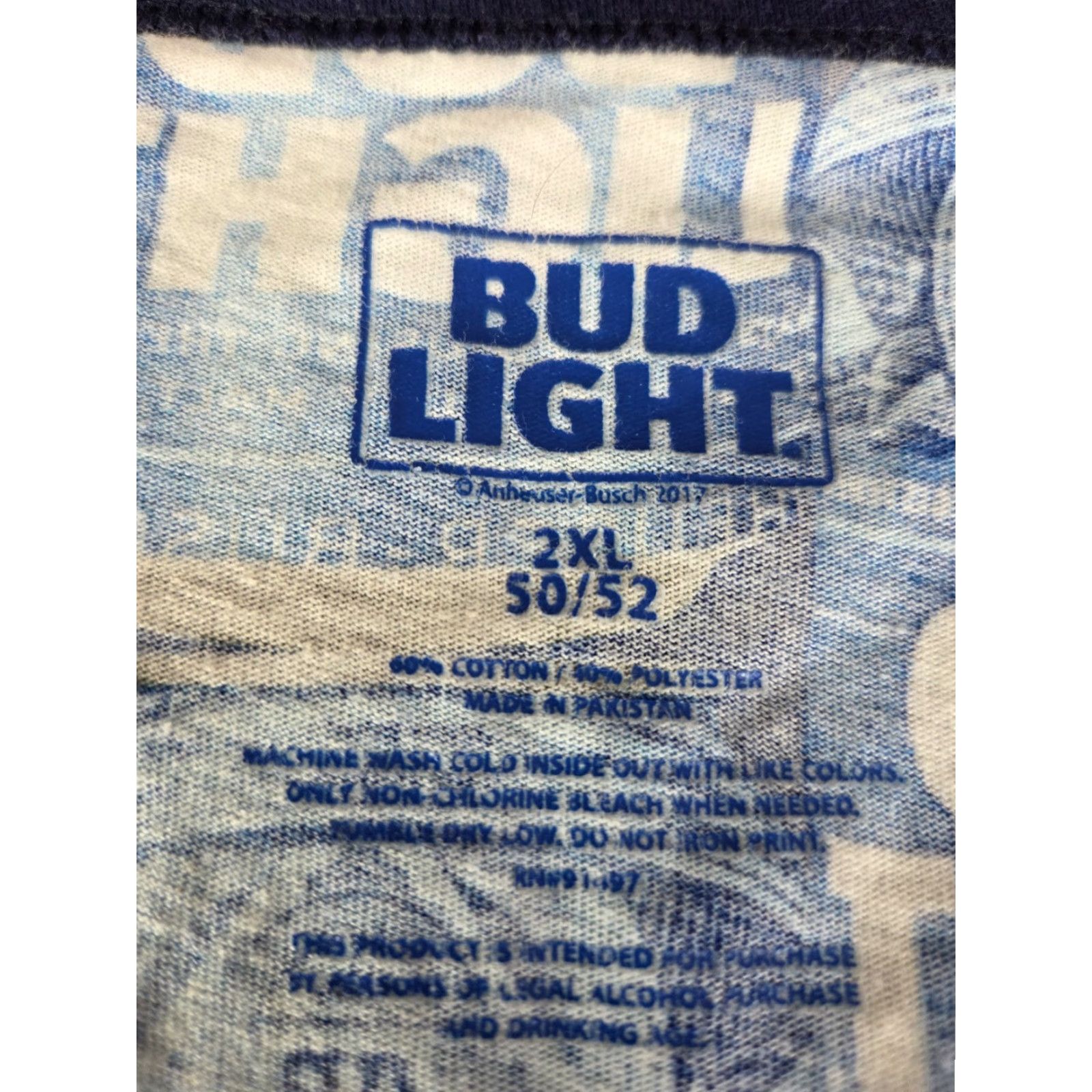 Vintage Bud Light Tank Top Mens 2XL Blue White AOP Graphic Shirt Size US XXL / EU 58 / 5 - 3 Thumbnail