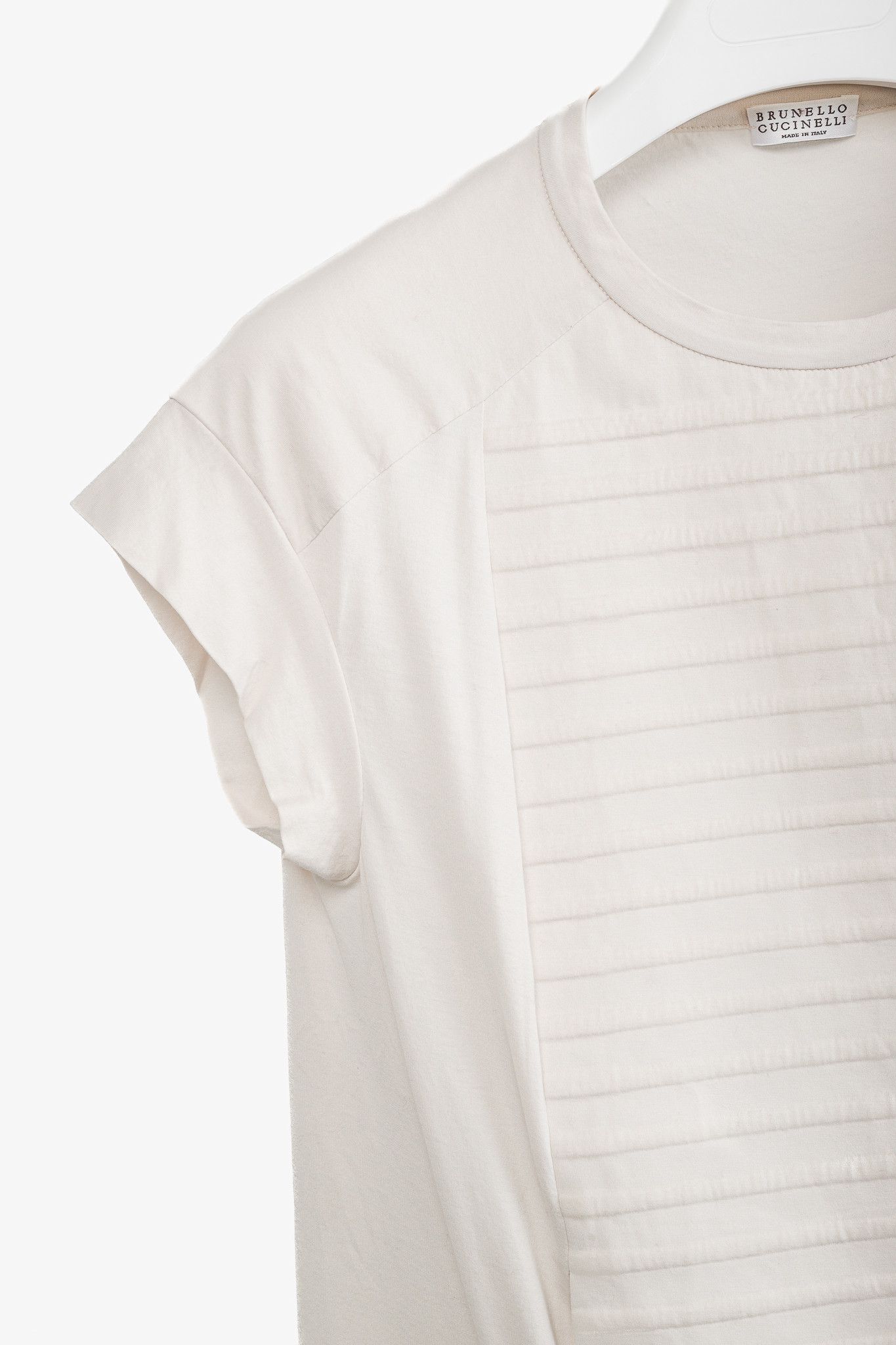 Brunello Cucinelli Brunello Cucinelli Embossed-Stripe Drawstring Hem T-Shirt Size S / US 4 / IT 40 - 4 Thumbnail