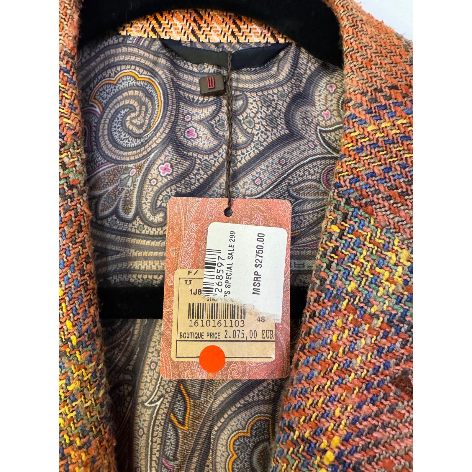 Etro Etro Sartoria Uomo Dal Men's Wool Multicolor Blazer Size US L / EU 52-54 / 3 - 4 Thumbnail
