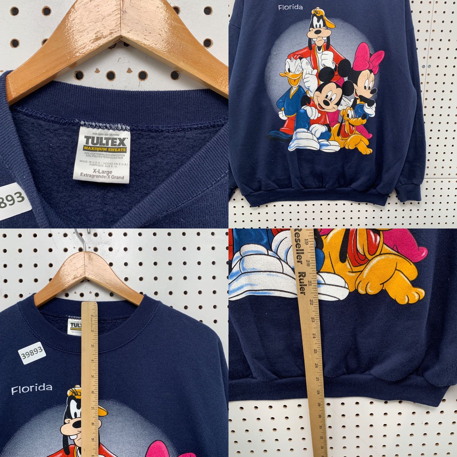 Tultex VINTAGE Mikey Mouse Minnie Crewneck Sweatshirt Men XL Navy Blue USA 24x28.5 Graphic Print Tultex 90s Cartoon Mens Size US XL / EU 56 / 4 - 9 Thumbnail