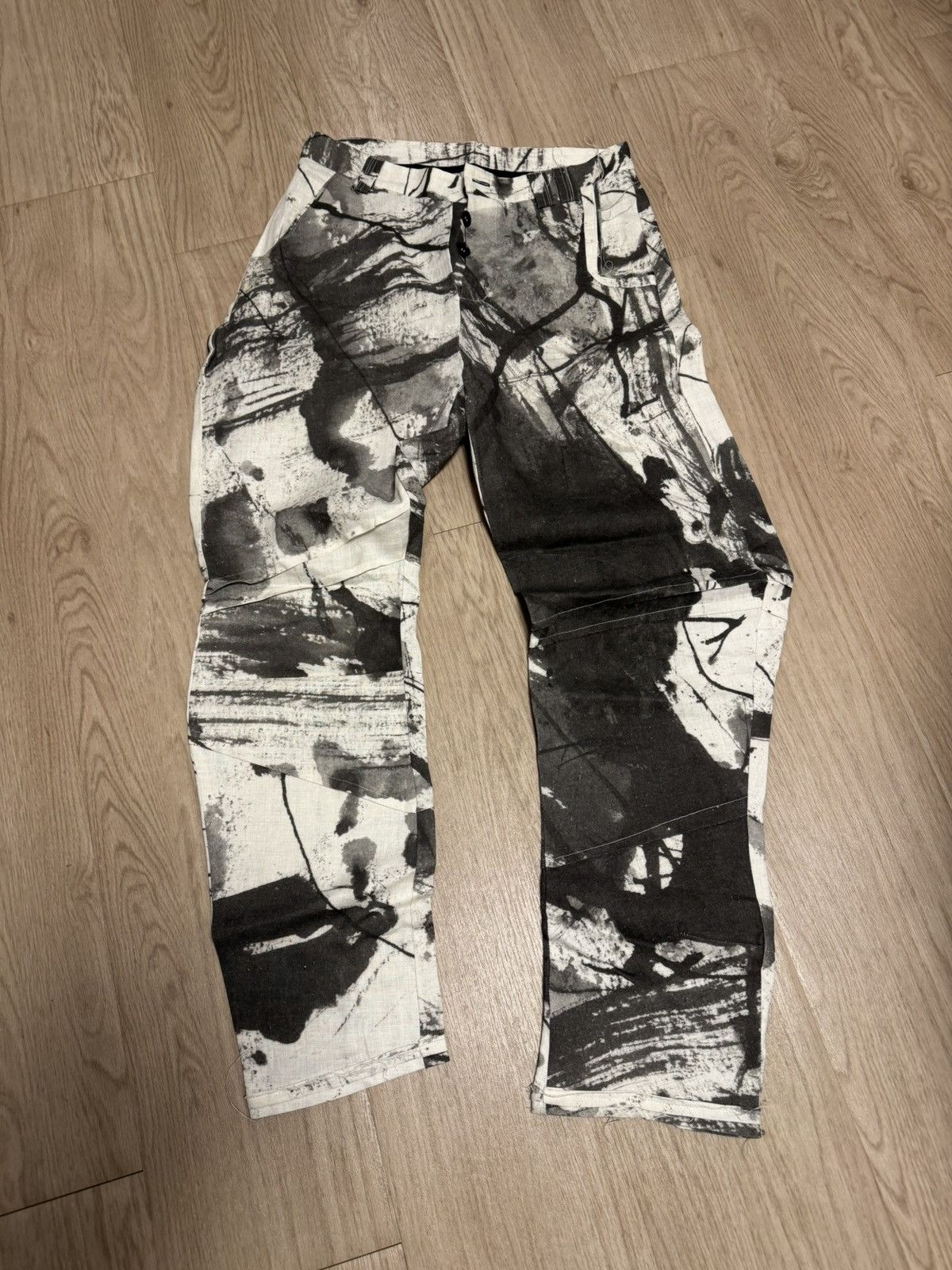 Other Handmade Abstract Print Linen Trousers – Size M Size US 32 / EU 48 - 1 Thumbnail