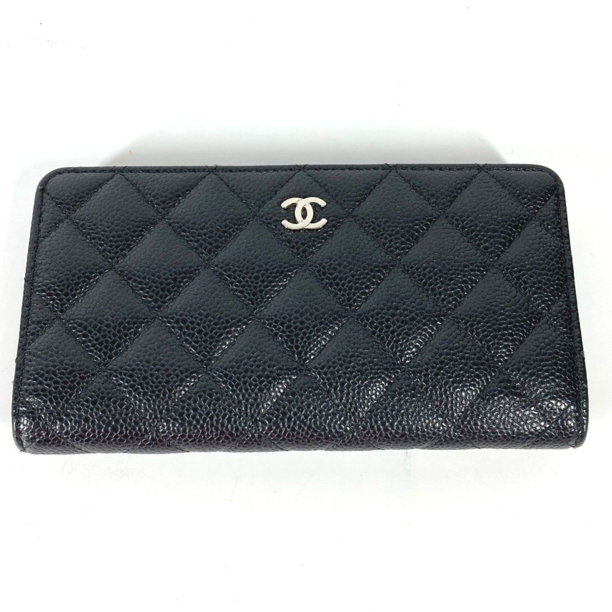 Chanel CHANEL CC Coco Mark Matelasse Quilted Bifold Long Wallet in Caviar Leather, Women's, Black Size ONE SIZE - 1 Thumbnail