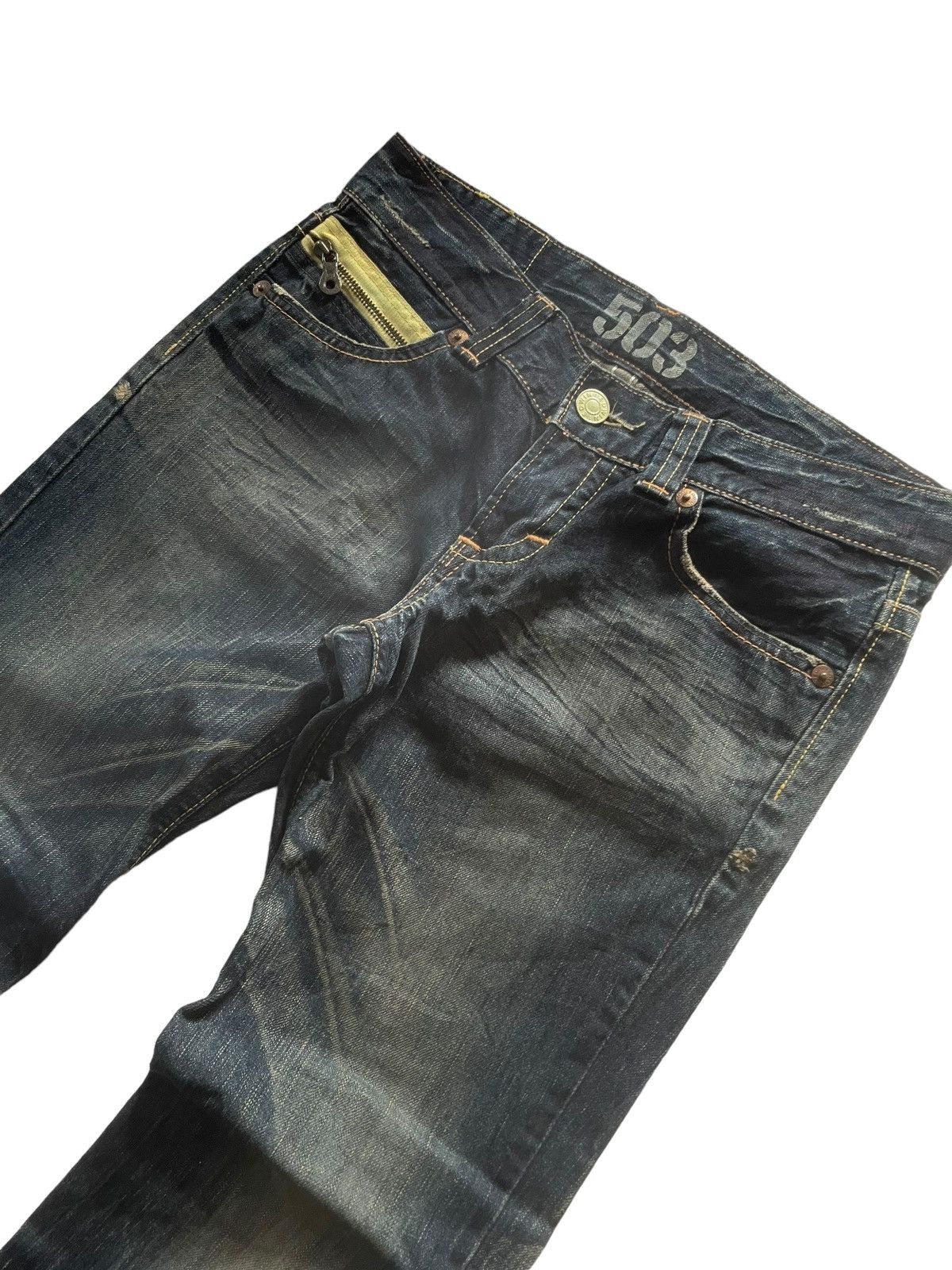 Edwin × Junya Watanabe × Levi's Vintage Edwin 503 Blue Trip Muddy Claw Mark Flared Jeans Size US 30 / EU 46 - 3 Thumbnail