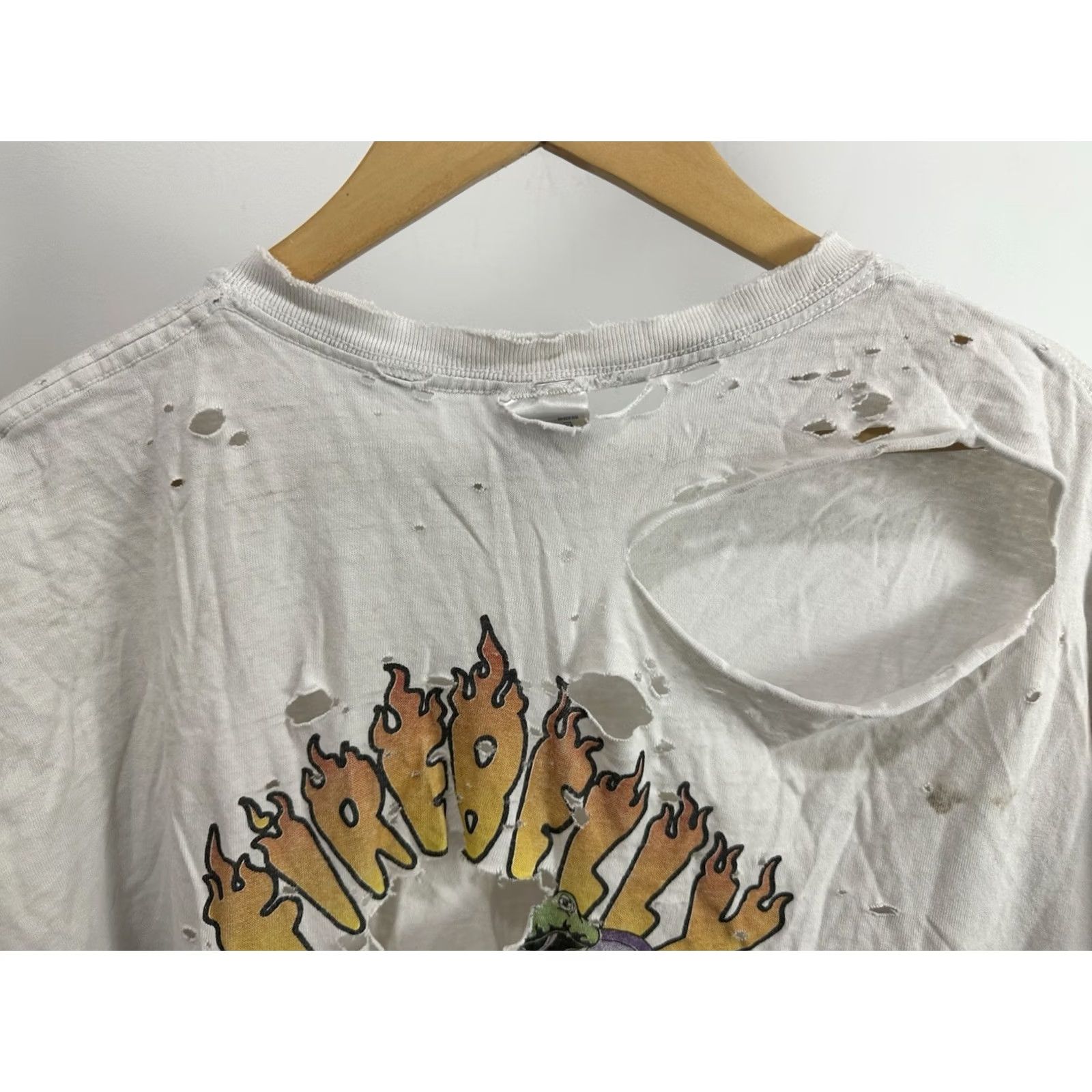 Gildan VTG Firebelly Roll Me A Faddi Super Thrashed Distressed Worn Cotton T-Shirt XL Men White Size US XL / EU 56 / 4 - 7 Thumbnail