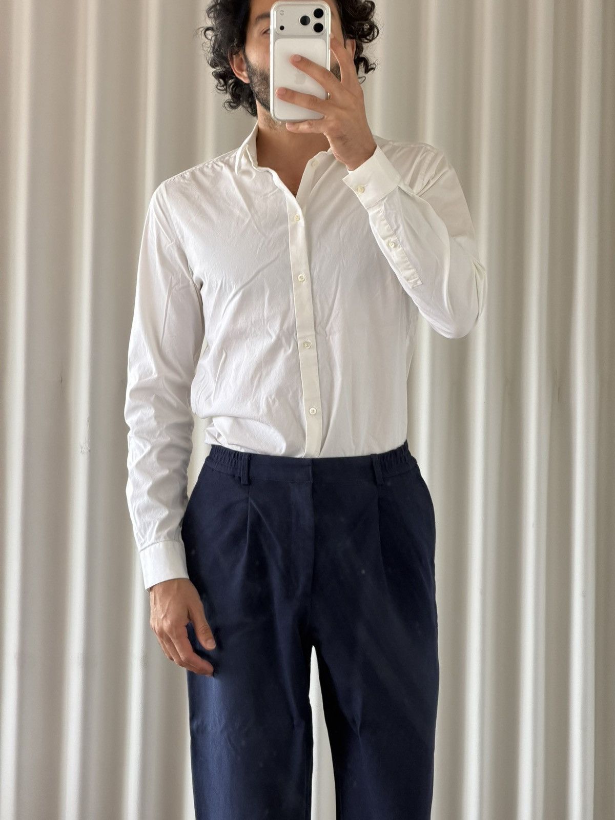 Cos COS White Slim Fit Button Up Shirt Size US M / EU 48-50 / 2 - 2 Thumbnail