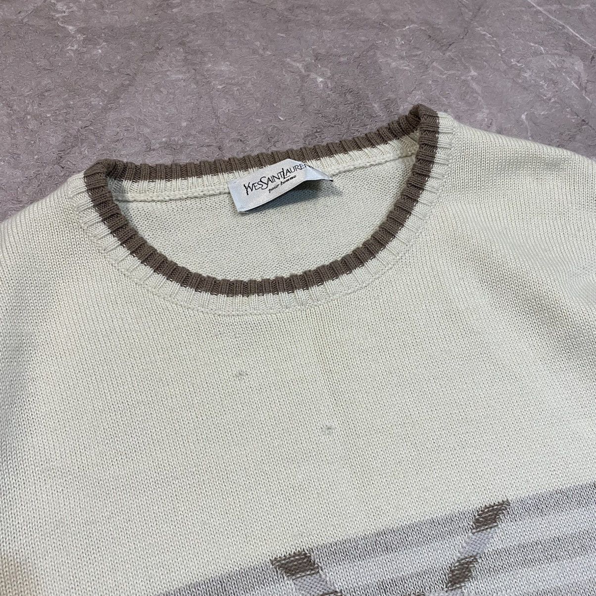 Yves Saint Laurent VINTAGE YVES SAINT LAURENT YSL BIG LOGO SWEATER BEIGE 00s Size US XL / EU 56 / 4 - 5 Thumbnail