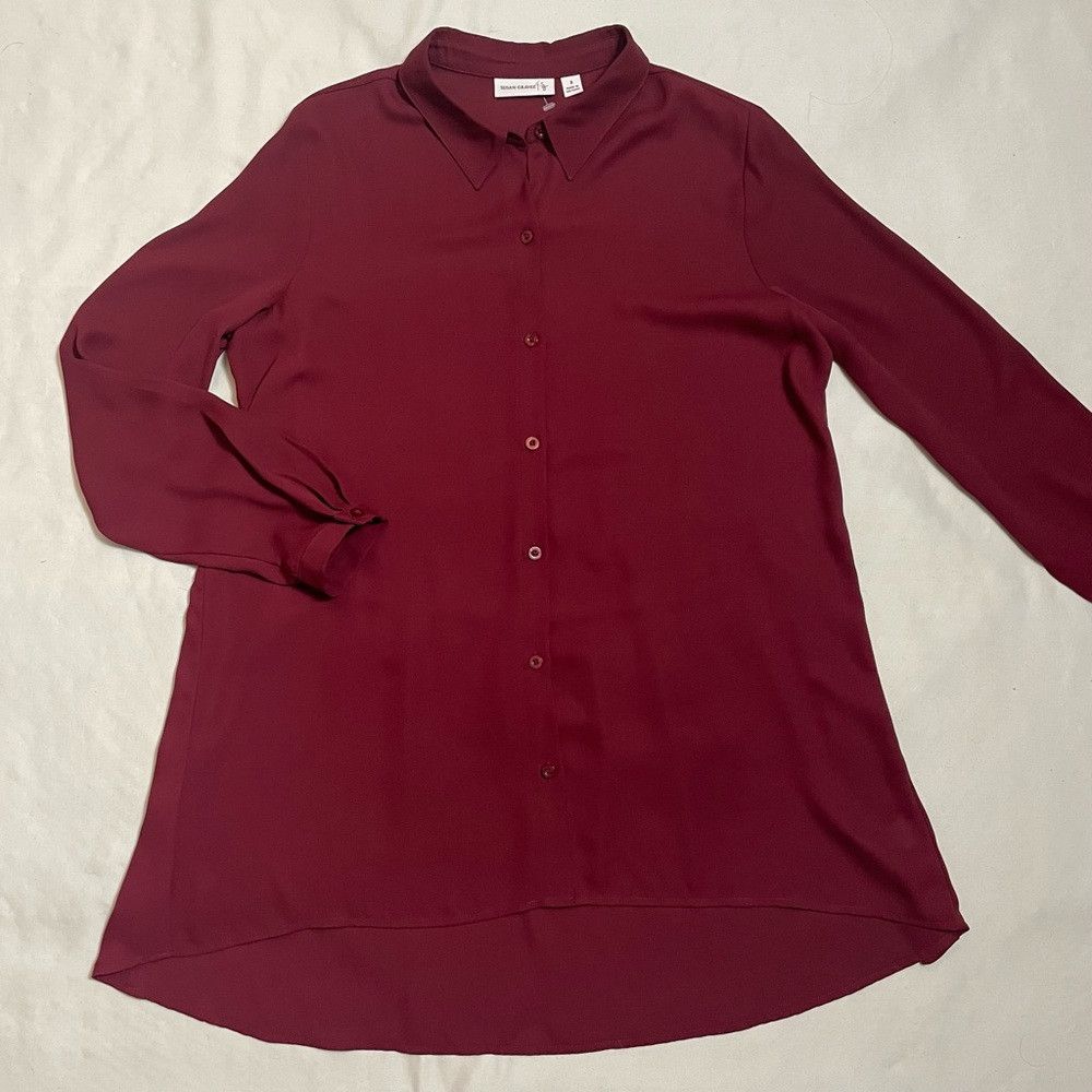 Other New Susan Graver Wine Long Sleeve Blouse Size 8 Size M / US 6-8 / IT 42-44 - 5 Thumbnail