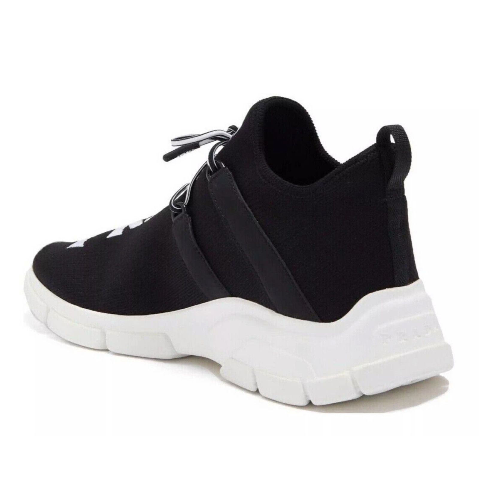 Prada Prada Mens XY Logo Sock Black White Knit Flat Trainer Size US 13 / EU 46 - 8 Thumbnail