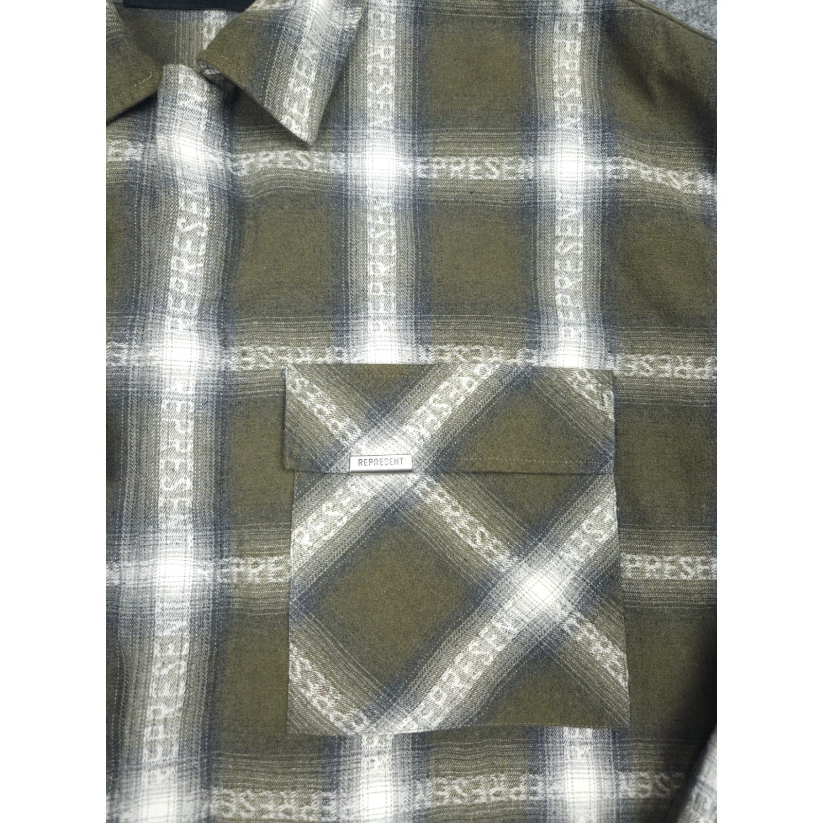 Vintage VINTAGE REPRESENT Flannel Snap Shirt Men's XL Green AOP Spellout Cotton Blend Size US XL / EU 56 / 4 - 5 Thumbnail