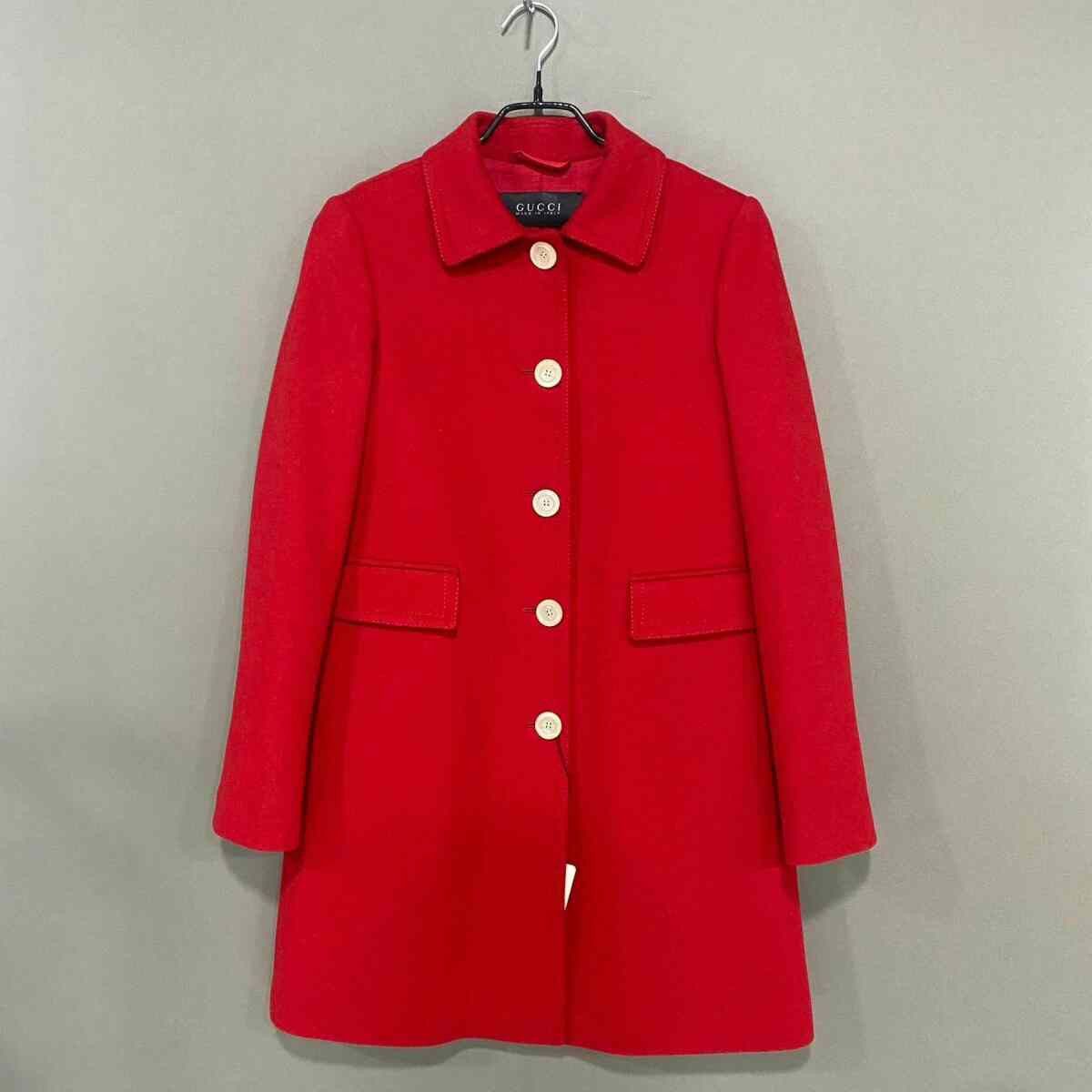 Gucci Gucci Red Long Woolen Coat Size XS / US 0-2 / IT 36-38 - 1 Thumbnail