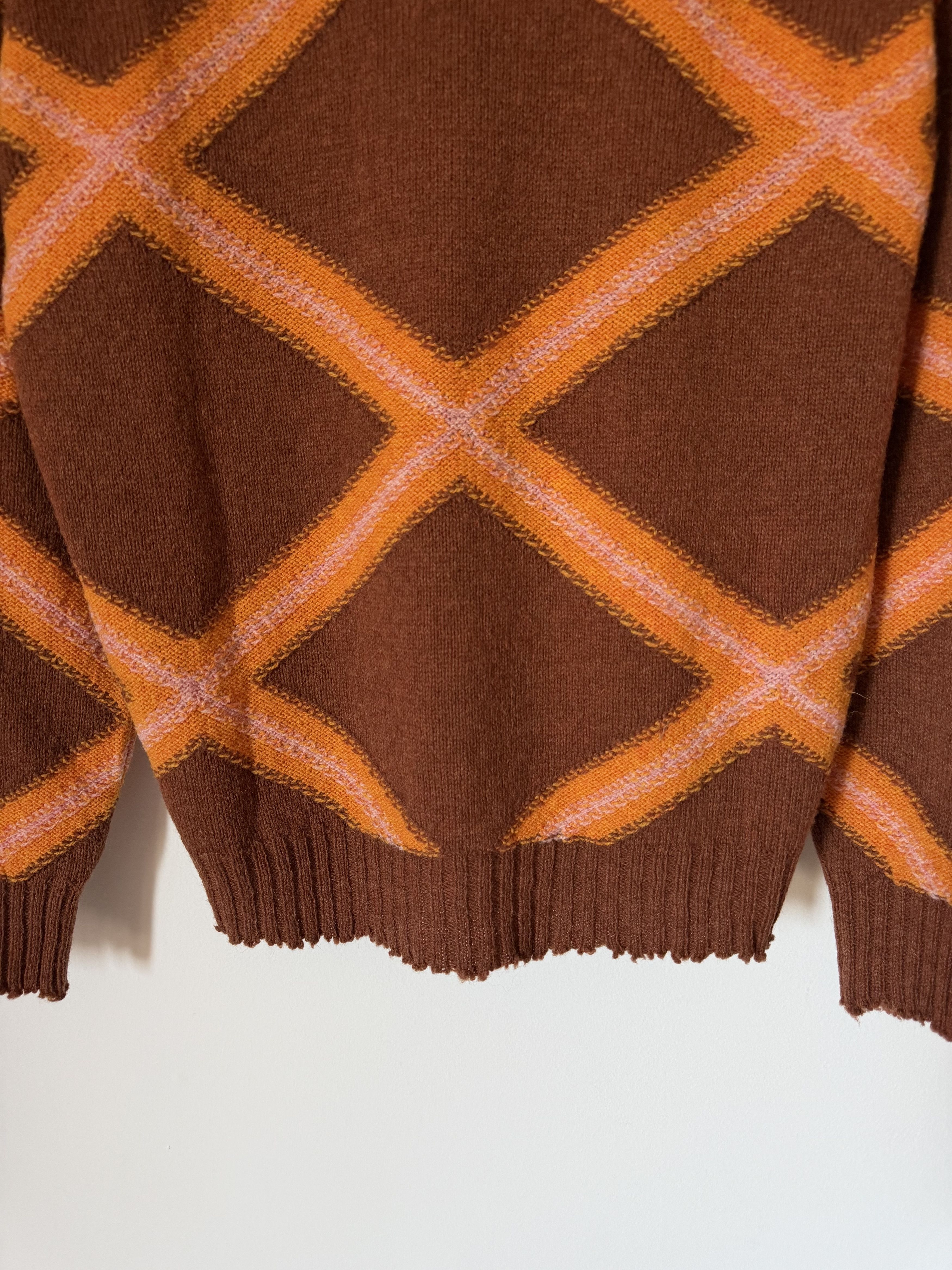 Marni Marni Broken Macro Argyle Gauge Cardigan in Brown Size US M / EU 48-50 / 2 - 7 Thumbnail