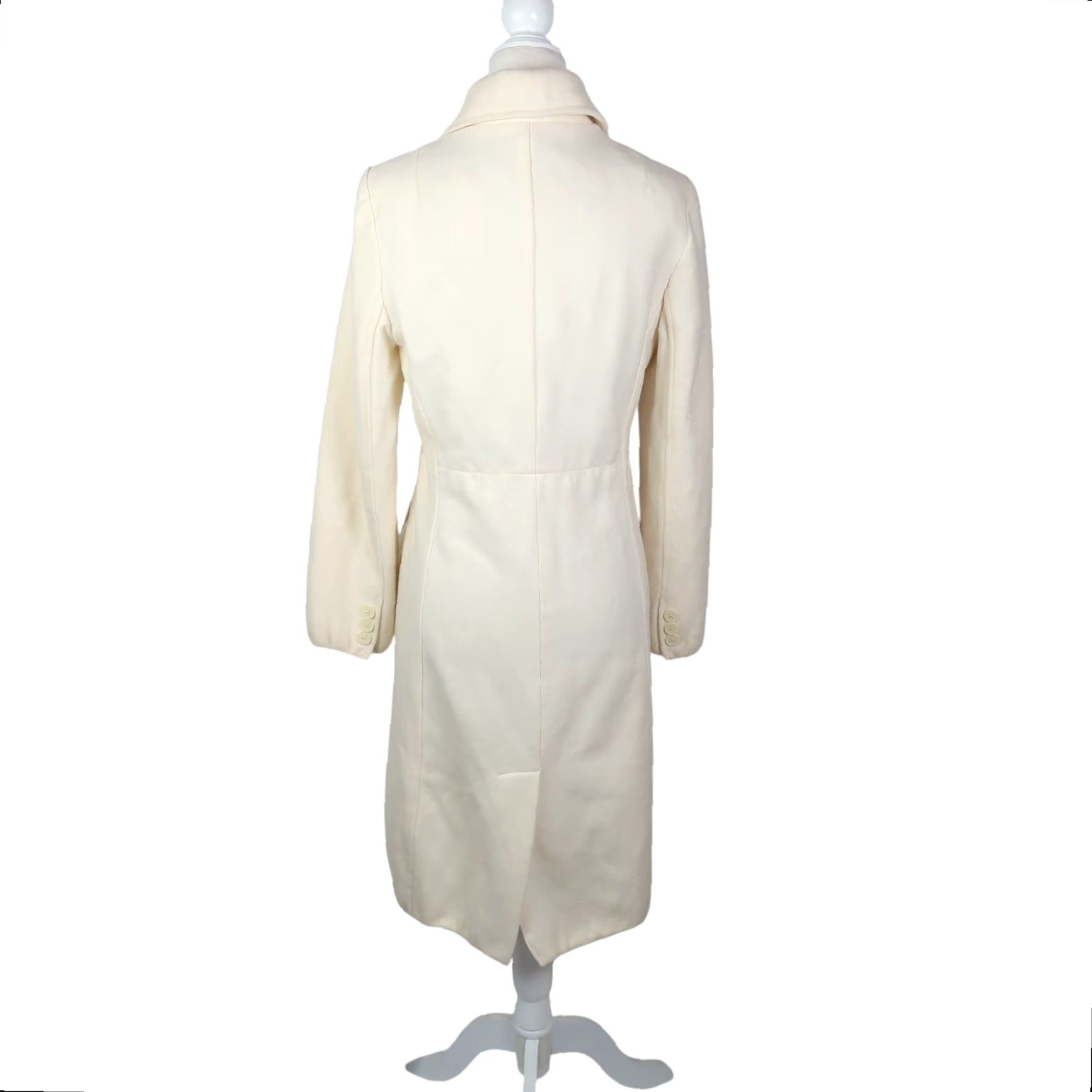 Merona VINTAGE Merona Coat Wool Button Front Mid-Length S Women Cream Long Sleeve 38" Fall Winter Spring Casual Solid Overcoat 1990s-2000s Size S / US 4 / IT 40 - 4 Thumbnail