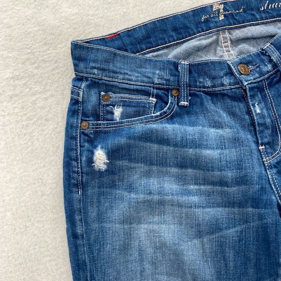 7 For All Mankind 7 For All Mankind Jeans Women's 27 Straight Leg Medium Wash Blue Stretch Denim - 5-Pocket - Regular - Size 27 - Womens Jeans Size 27" / US 4 / IT 40 - 3 Thumbnail