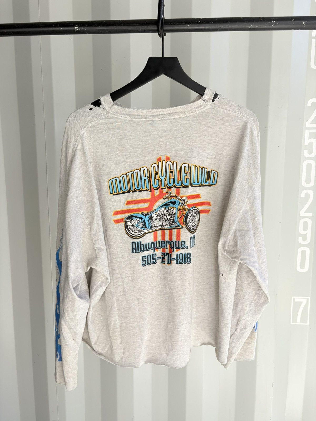 Harley Davidson Flame Sleeve Faded Shirt Distressed Thrashed Grunge Biker Size US XL / EU 56 / 4 - 3 Thumbnail