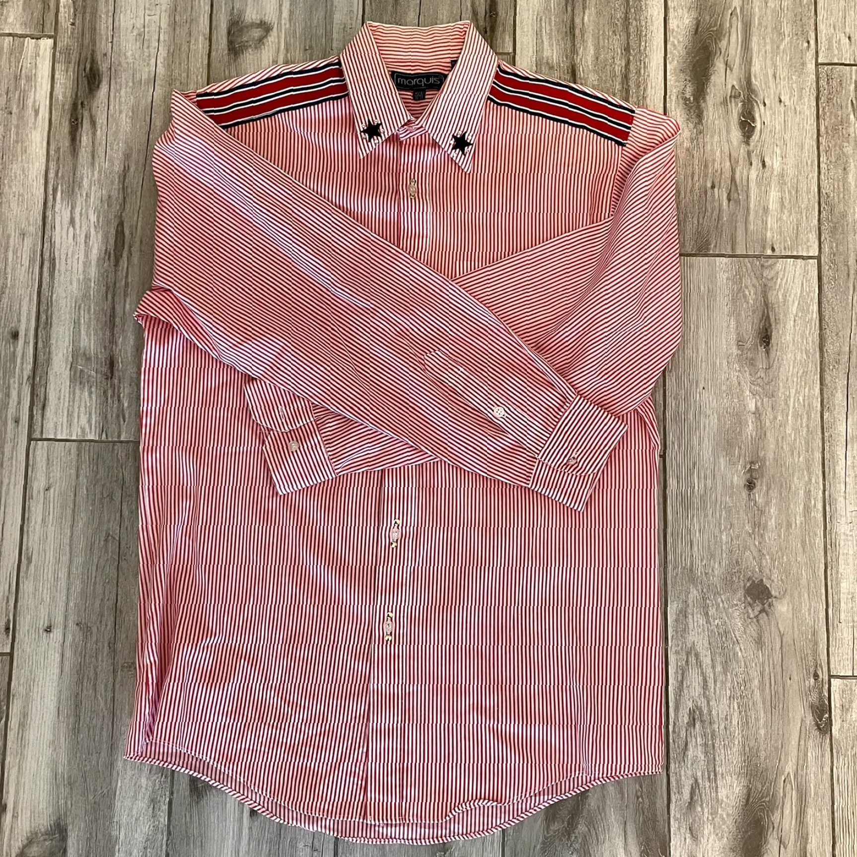 Vintage VINTAGE Marquis Americana Red Navy Stars Stripes Button Up Shirt Sailor S 14 1/2 Men Red Size US S / EU 44-46 / 1 - 5 Thumbnail