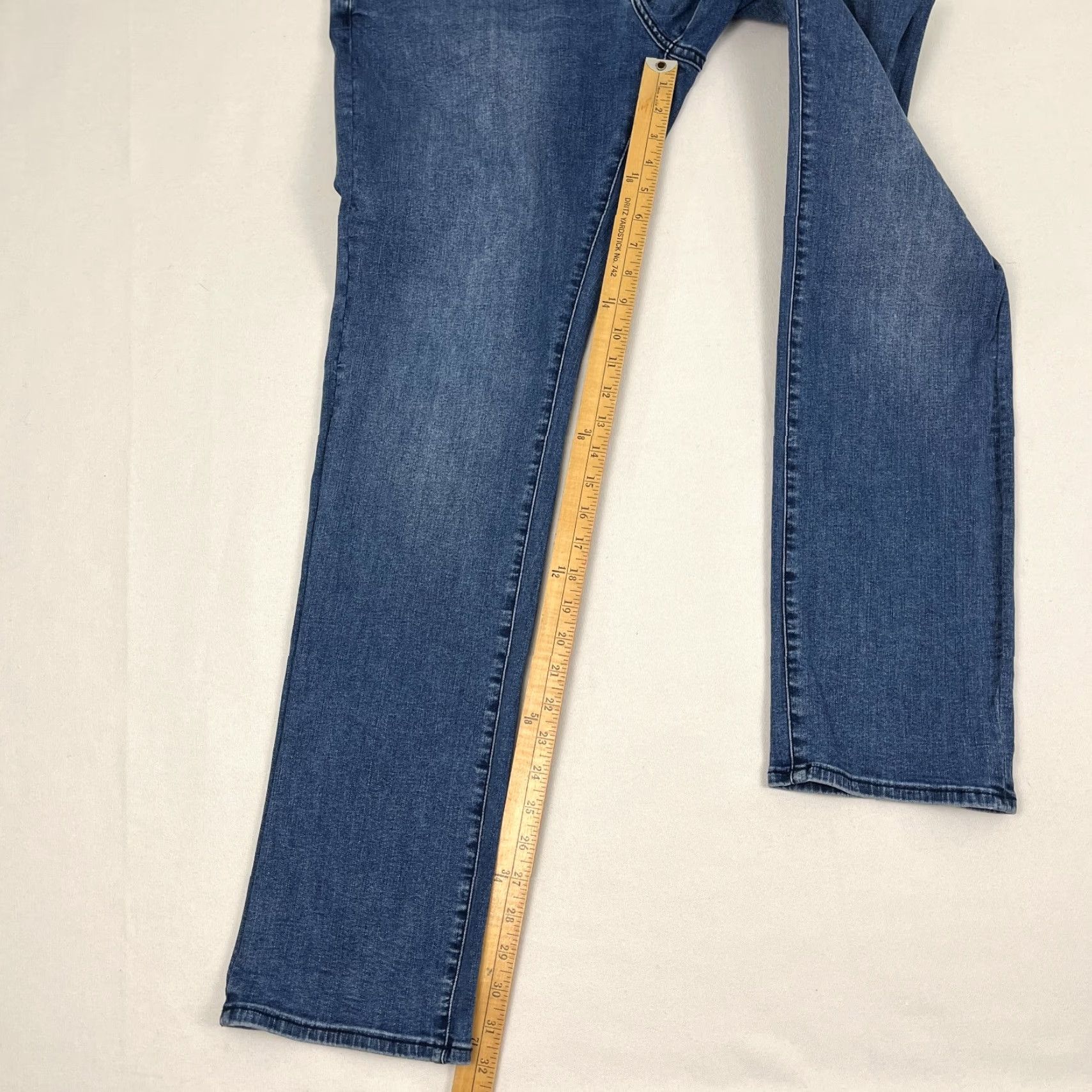 John Varvatos John Varvatos Bowery Jeans Mens 36 x 32 Slim Straight Blue Denim Stretch Zip Fly Size US 36 / EU 52 - 4 Thumbnail