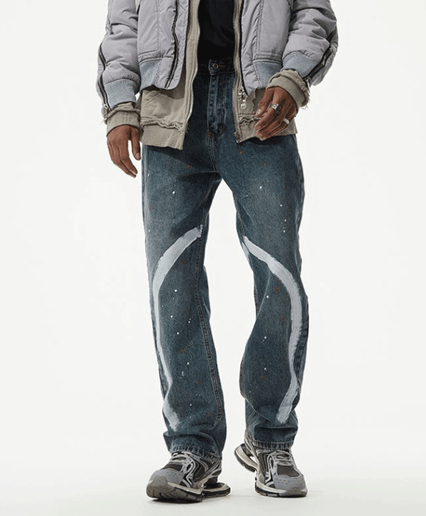 Japanese Brand × Jean American retro graffiti ink loose casual baggy jeans Size US 32 / EU 48 - 1 Thumbnail