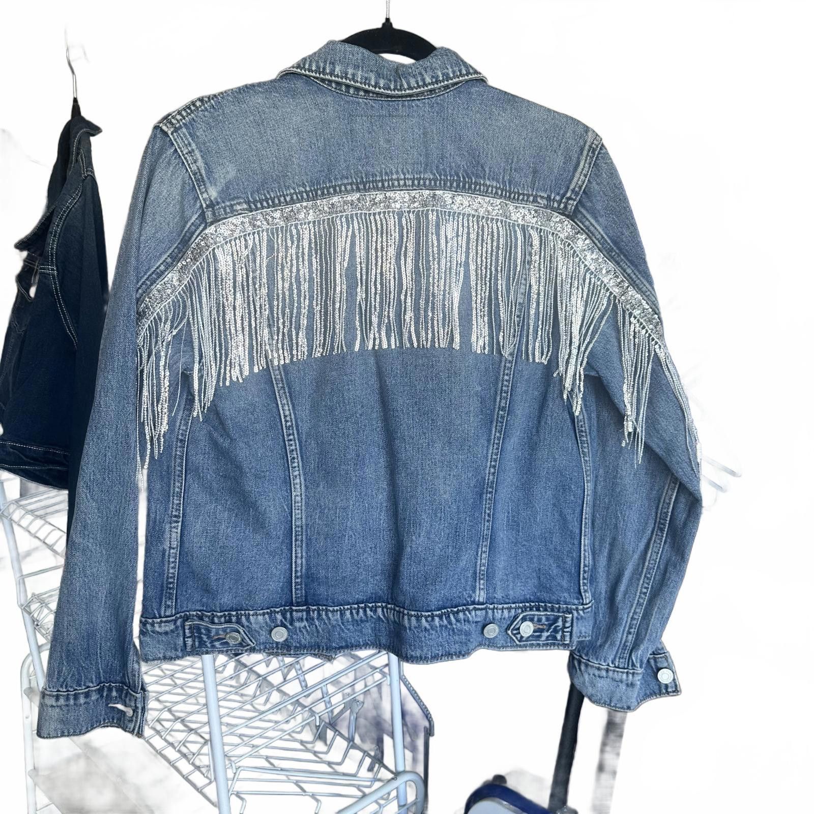 Lucky Brand Lucky Brand Denim Jacket with Fringe Detail Size M / US 6-8 / IT 42-44 - 3 Thumbnail