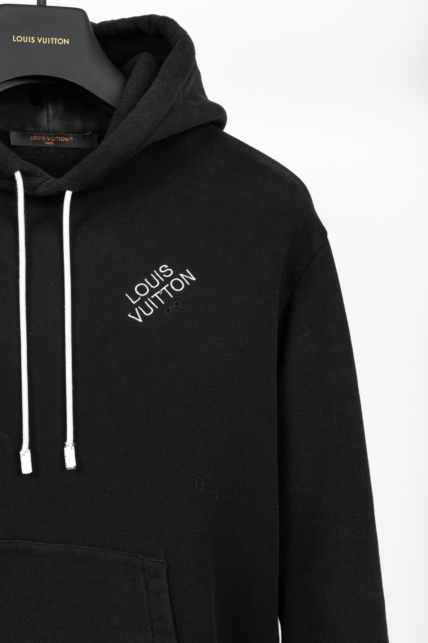 Louis Vuitton Louis Vuitton Black Embroidered Signature Cotton Hoodie Size US M / EU 48-50 / 2 - 6 Thumbnail