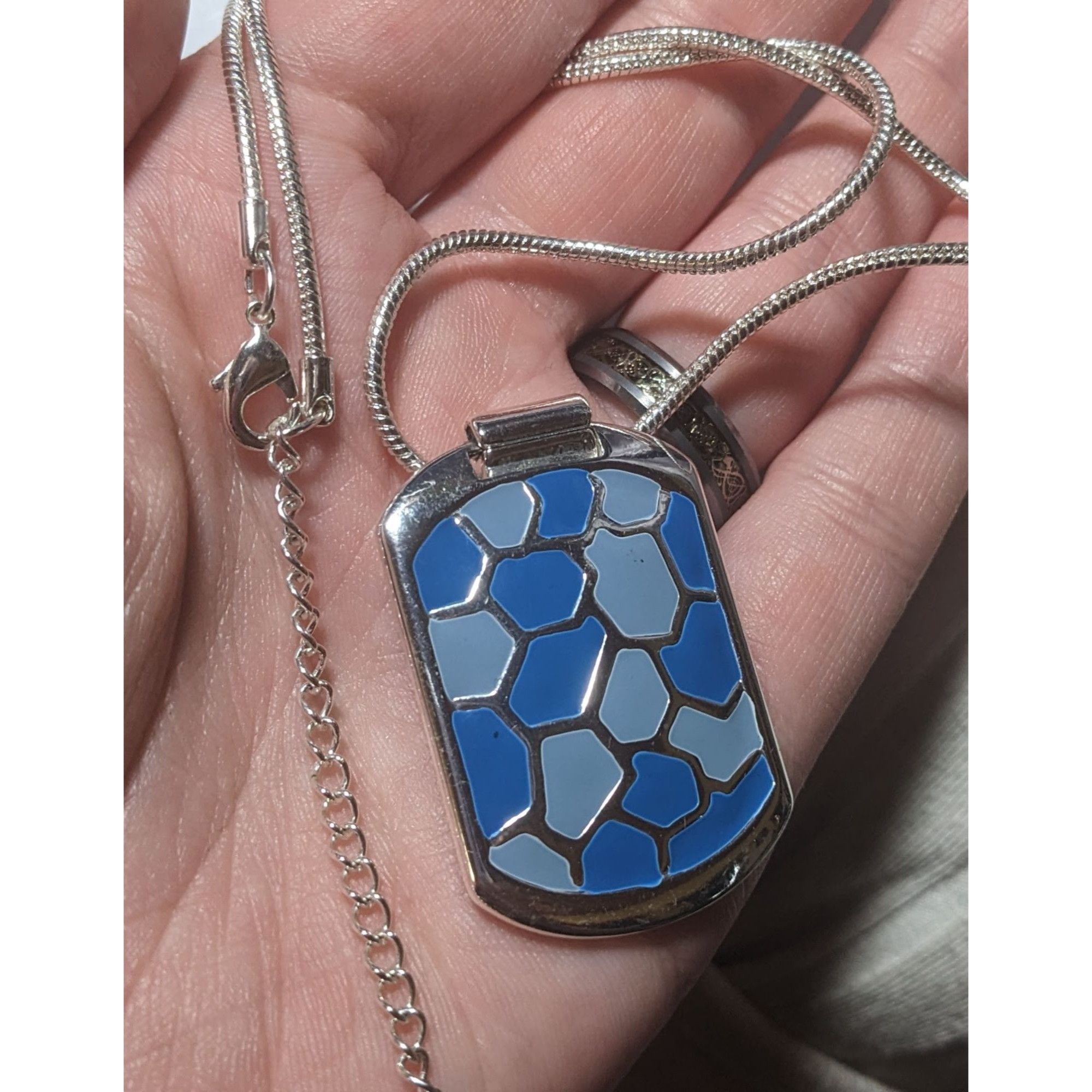 Other Abstract Blue And Silver Enamel Pendant Necklace Size ONE SIZE - 9 Thumbnail