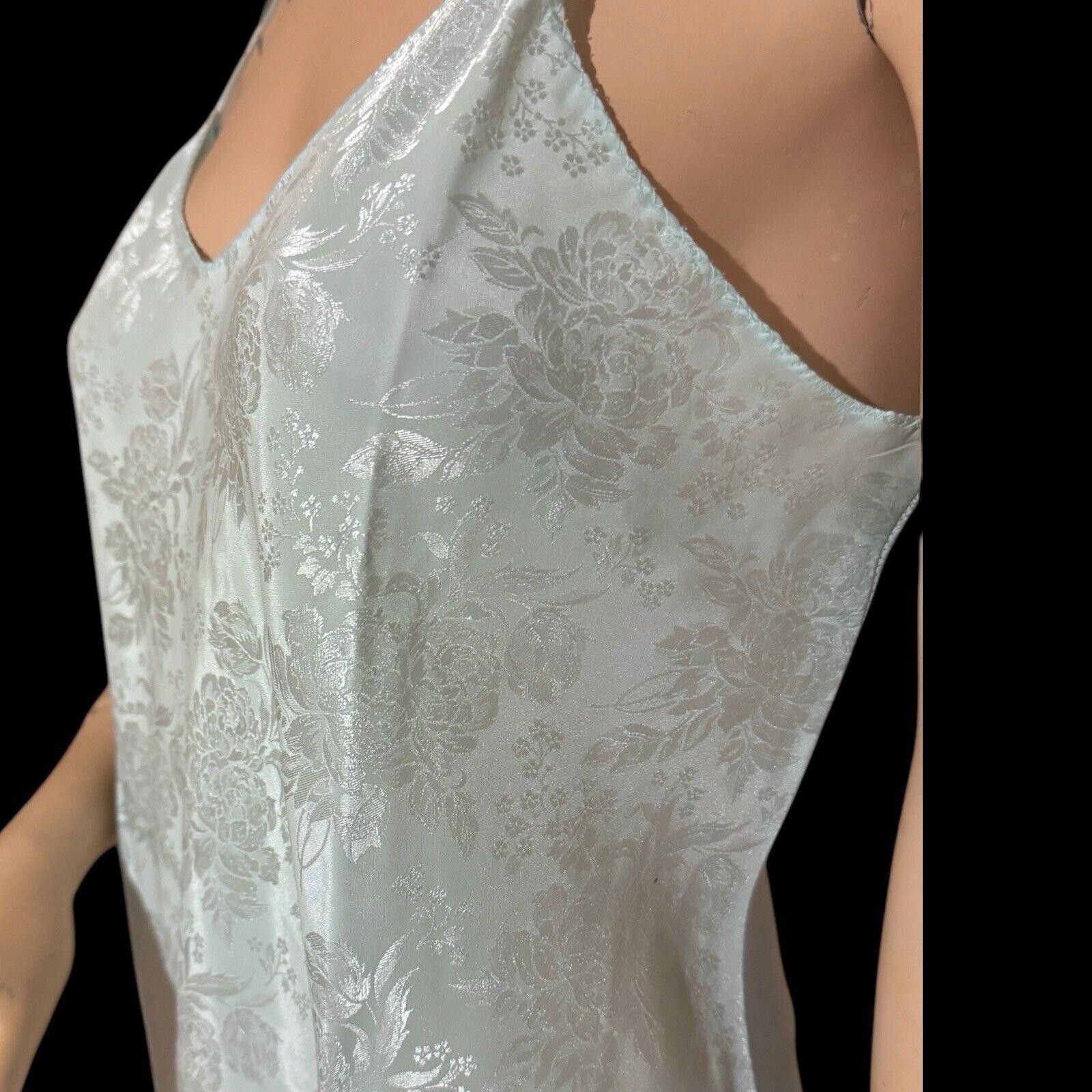 Designer Vintage ROMANTIC MOODS Blue Satin Chemise Nightgown Sz M L Size ONE SIZE - 4 Thumbnail