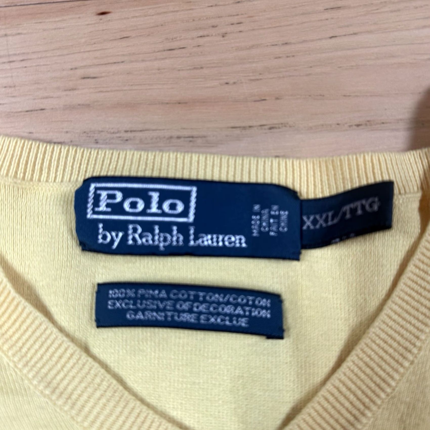 Ralph Lauren VINTAGE Ralph Lauren Sweater Shirt Mens 2XL Yellow V-Neck Pima Soft Cinched Size US XXL / EU 58 / 5 - 2 Thumbnail