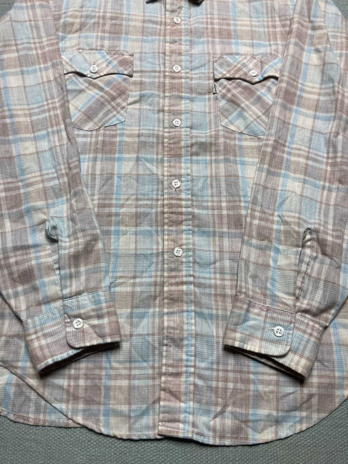 Levi's × Vintage Vintage 70s button shirt Levis white tab plaid lightweight L Size US L / EU 52-54 / 3 - 2 Thumbnail