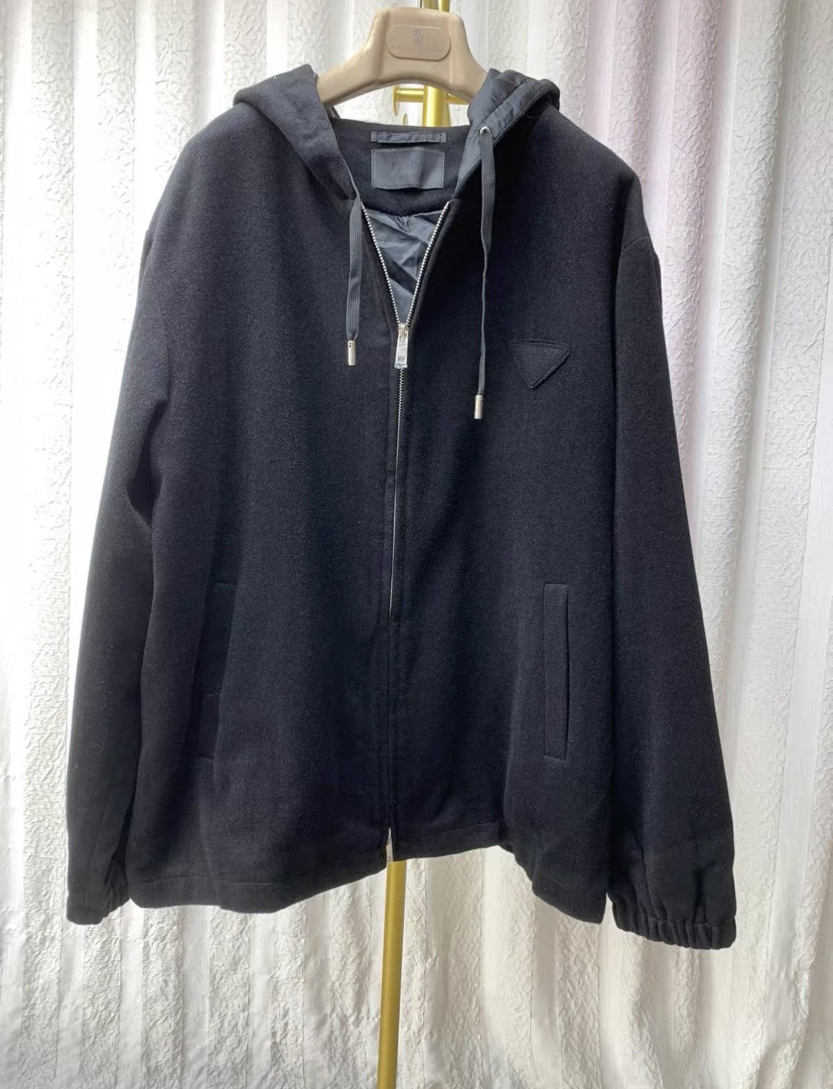 Prada PRADA Wool Texture Hooded Jacket with Triangle Size US L / EU 52-54 / 3 - 1 Thumbnail