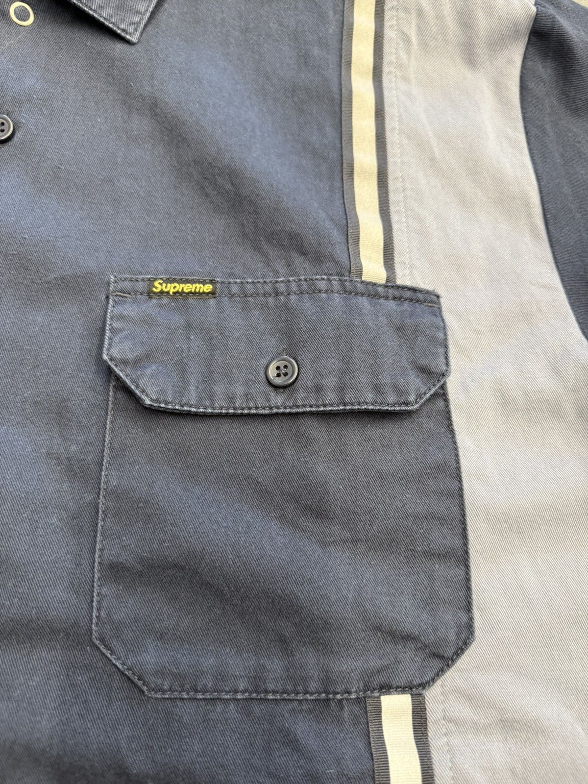 Supreme SS19 Supreme Reflective Stripe S/S Work Shirt Size US M / EU 48-50 / 2 - 3 Thumbnail