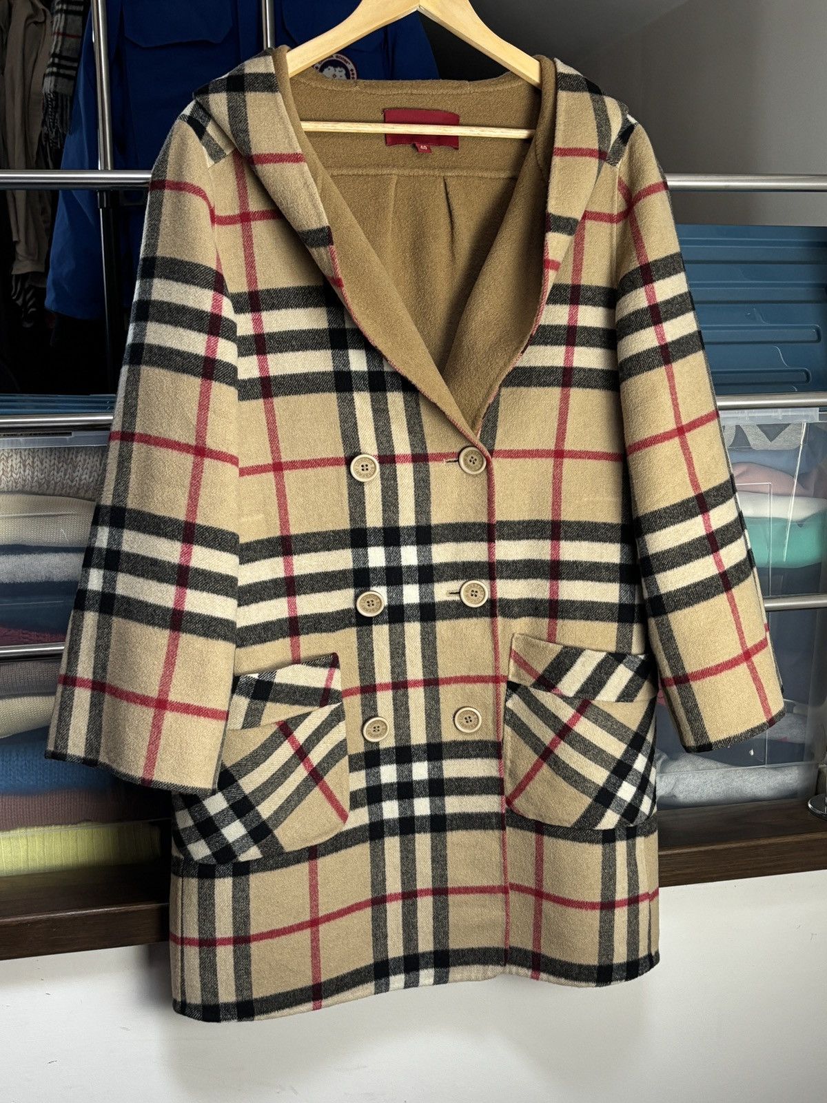 Burberry Burberry Cashmere Nova Check Hooded Coat Size S / US 4 / IT 40 - 2 Thumbnail