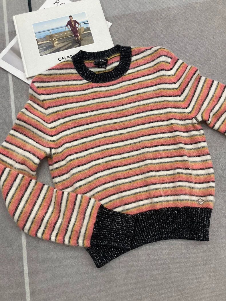 Chanel Chanel 22A orange striped sweater Size XS / US 0-2 / IT 36-38 - 1 Thumbnail