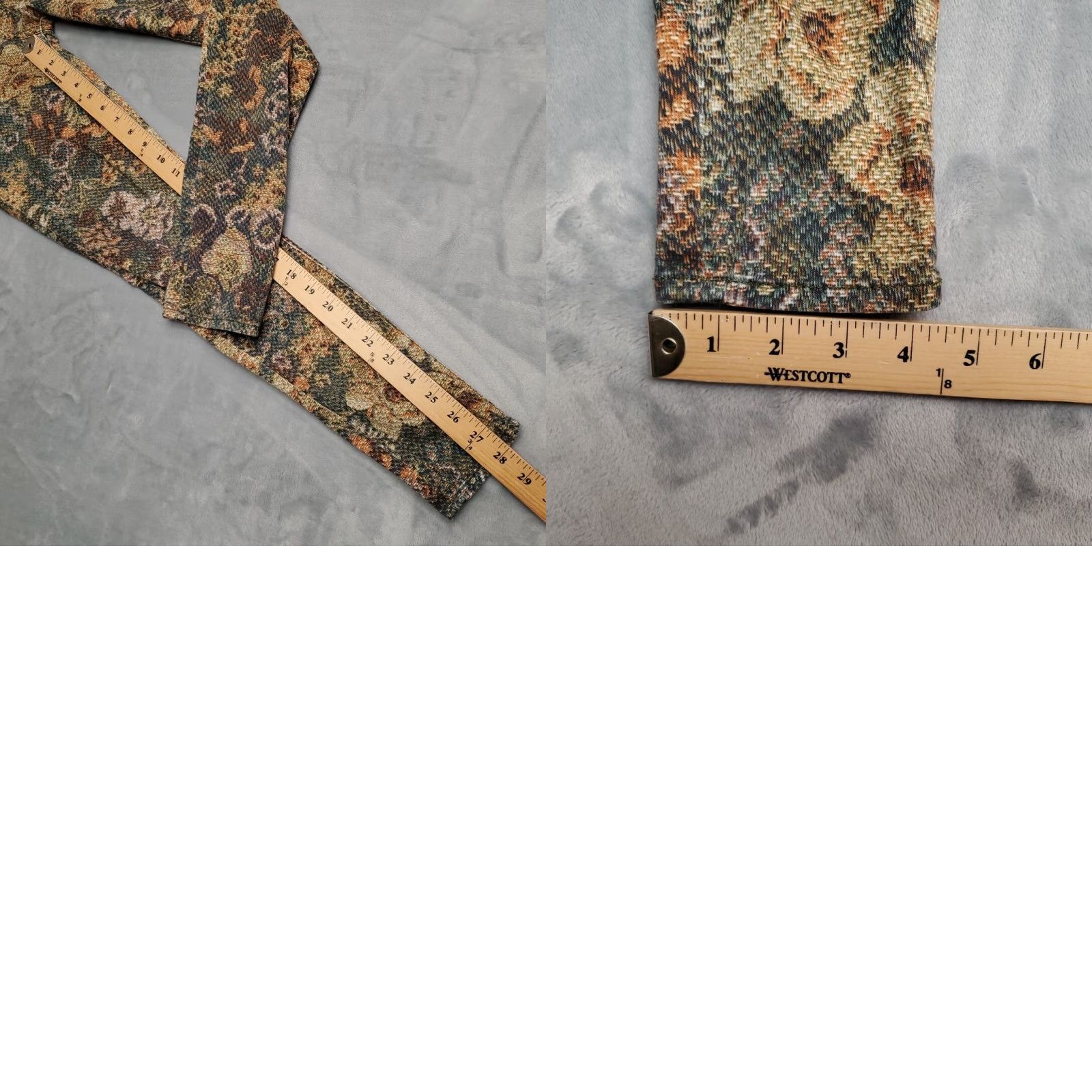 7 For All Mankind VINTAGE 7 For All Mankind Jeans Womens 24 Green Tapestry Print Skinny Stretch Pants Size 42" / US 20 - 9 Thumbnail