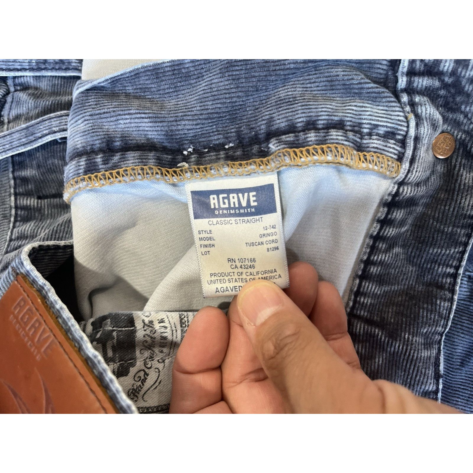 Agave Agave Jeans Mens 36X35 Blue Gringo Tuscan Corduroy Classic Size US 36 / EU 52 - 8 Thumbnail