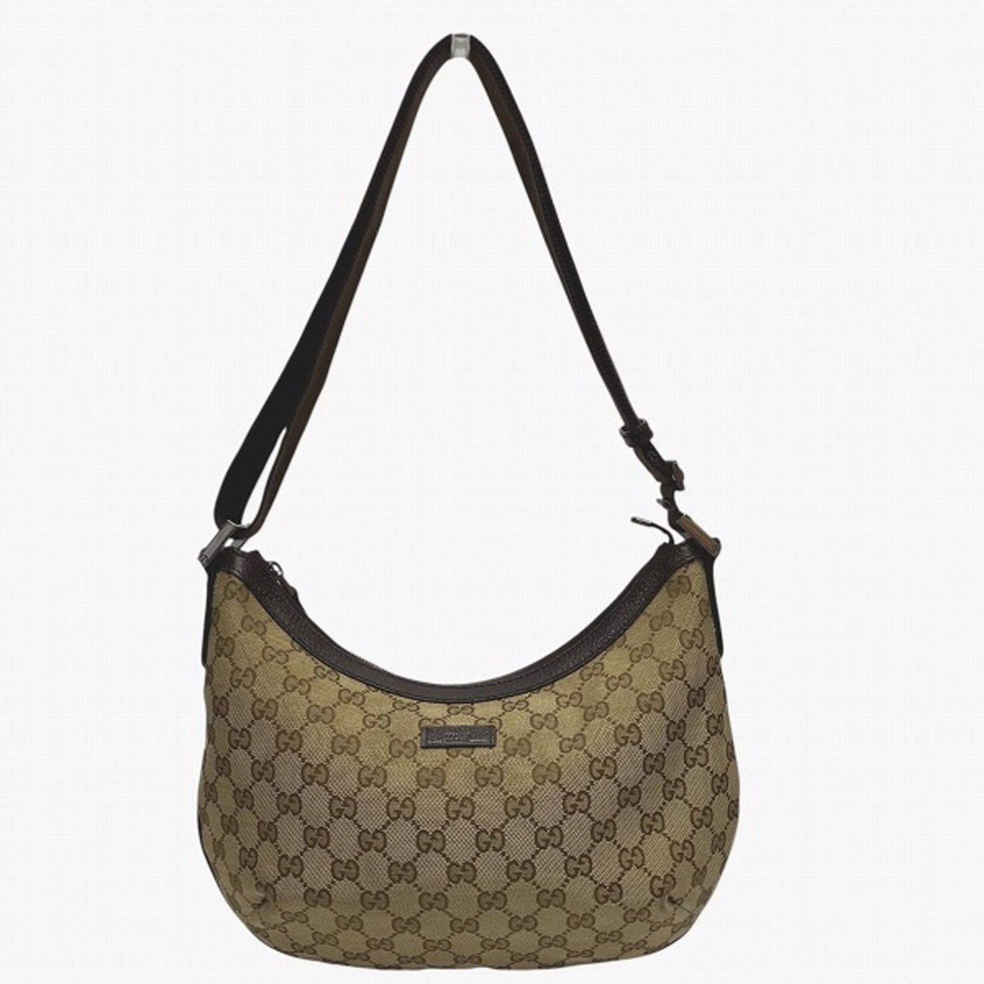 Gucci 181092 GG Canvas Brown Bag Shoulder Women's in Beige