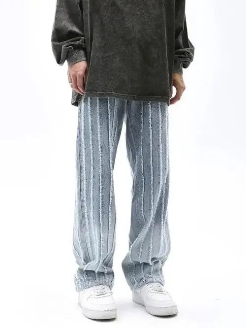 Jean Kasuga x Hioki Striped Baggy Flared Wide Leg Jeans y2k retro Size US 32 / EU 48 - 8 Thumbnail