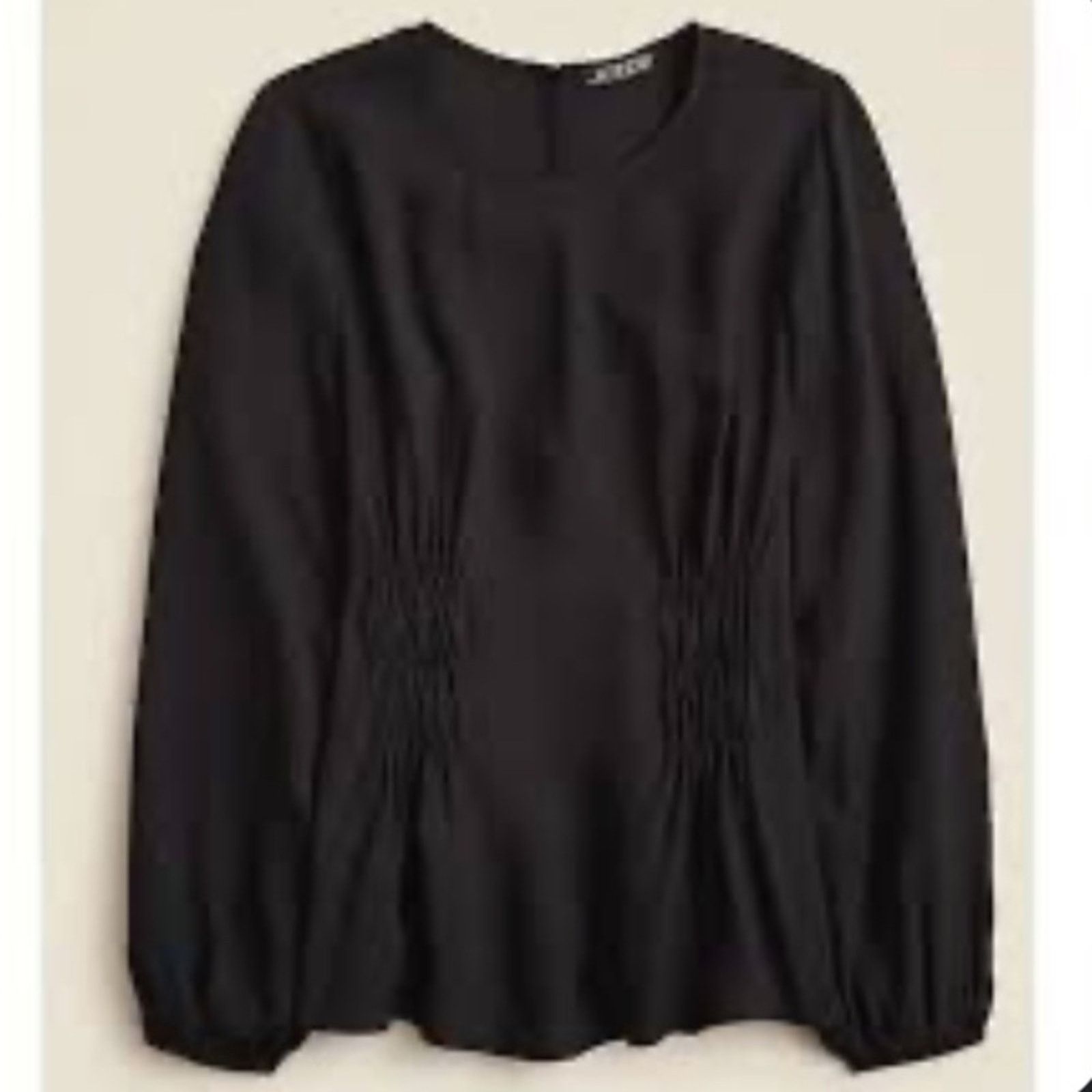J.Crew J.CREW Shirred Waist Corset Top in Viscose Crepe Black 2 NWT Size XS / US 0-2 / IT 36-38 - 3 Thumbnail