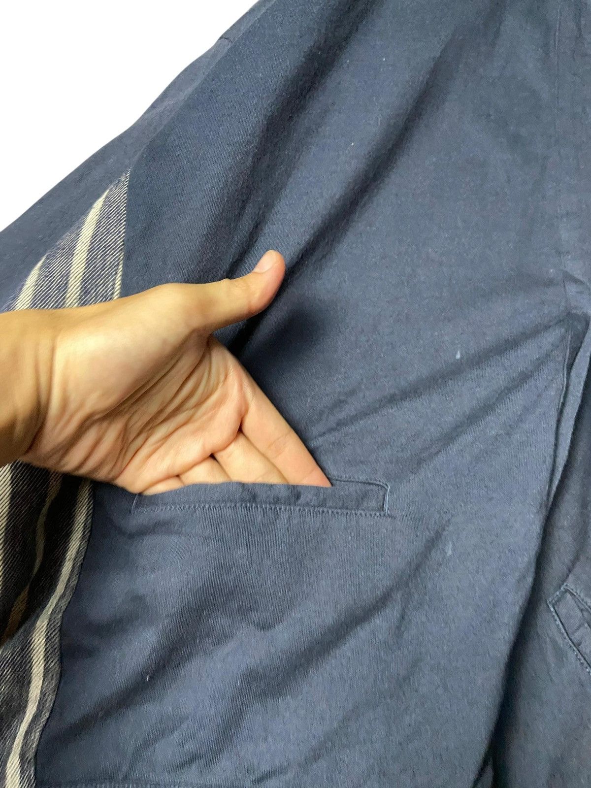 Japanese Brand Fu-ac Brand Noragi Style Stripe Kimono Jacket (166) Size ONE SIZE - 3 Thumbnail