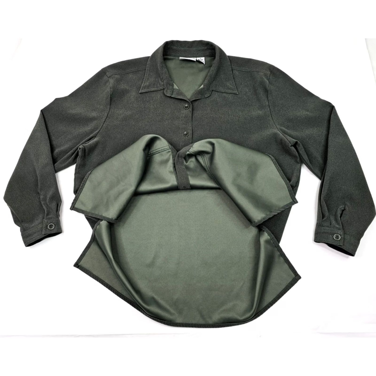 Croft & Barrow Croft & Barrow Button Long Sleeve Blouse – Women XL Heathered Green, White Cardigan? Size XL / US 12-14 / IT 48-50 - 6 Thumbnail