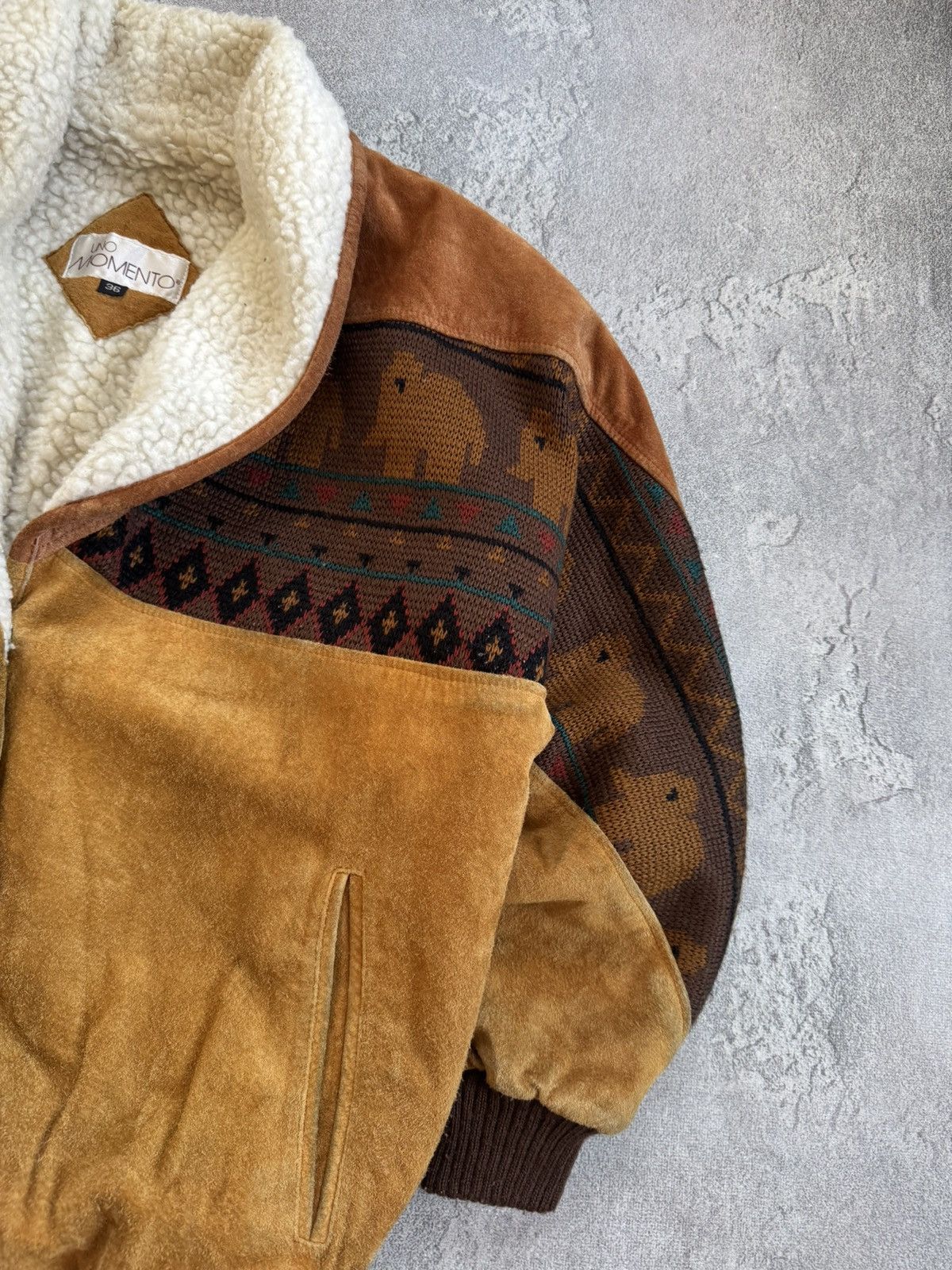 Cowboy Equipment Western Aztec suede leather retro lined bomber jacket 90s Size US S / EU 44-46 / 1 - 4 Thumbnail