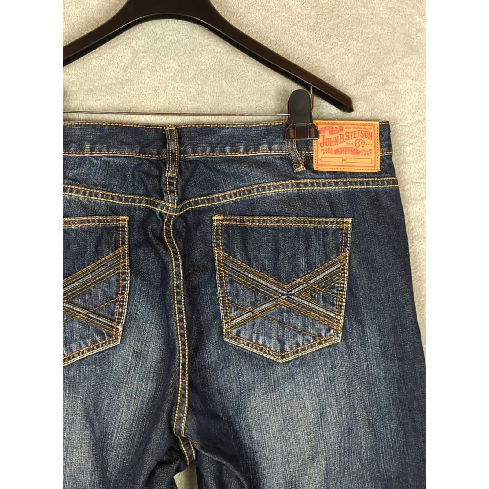 Stetson JOHN B. STETSON Jeans 1312 Modern Straight Leg Men's 42/36 Blue Denim Regular 5-Pocket Shirt Size US 42 / EU 58 - 7 Thumbnail
