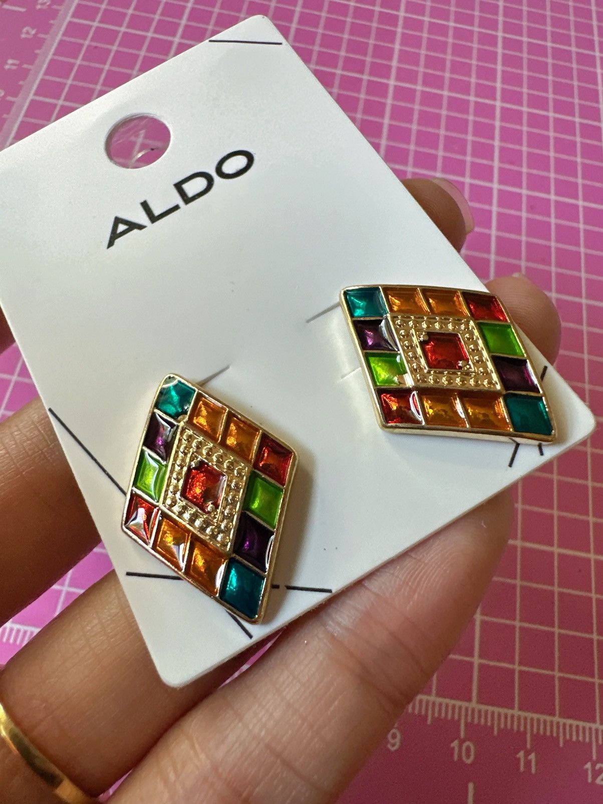 Aldo Aldo earrings colorful multicolor diamond shape studs Size ONE SIZE - 2 Thumbnail