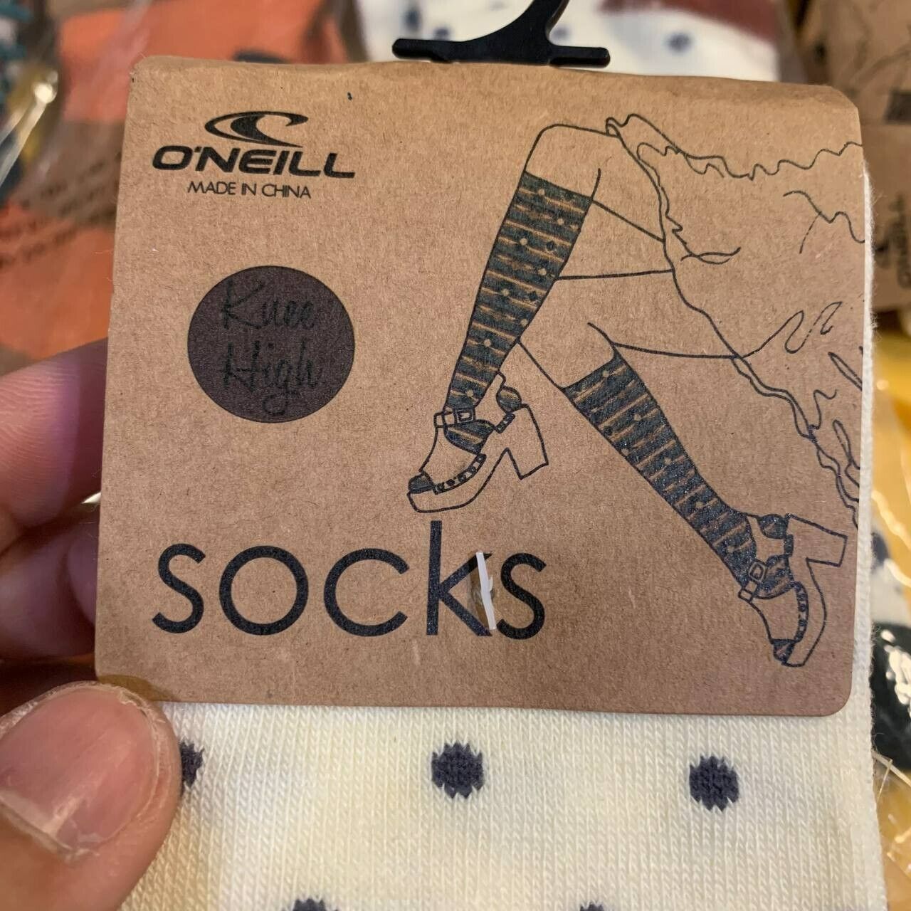 O'Neill O'Neill Socks Knee High 1 Pair Cute Design Polka Dot Pattern Size ONE SIZE - 2 Thumbnail
