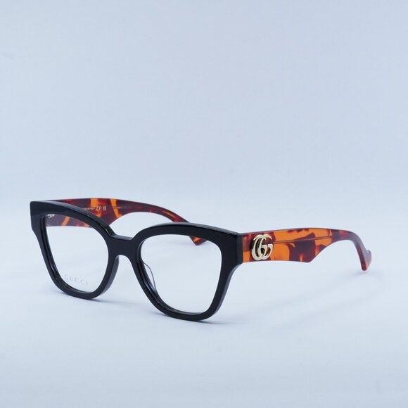 image of New Gucci Gg1424O 007 Black Havana Eyeglasses, Women's
