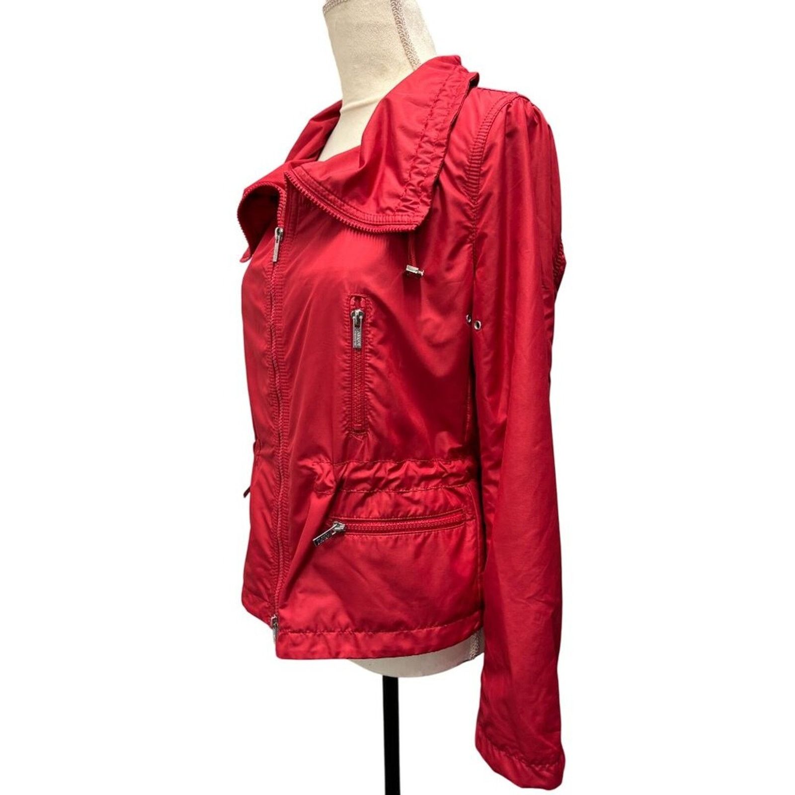 Armani Collezioni Women's Armani Collezioni Red Nylon Zip-Up Jacket Size 6 Size M / US 6-8 / IT 42-44 - 3 Thumbnail