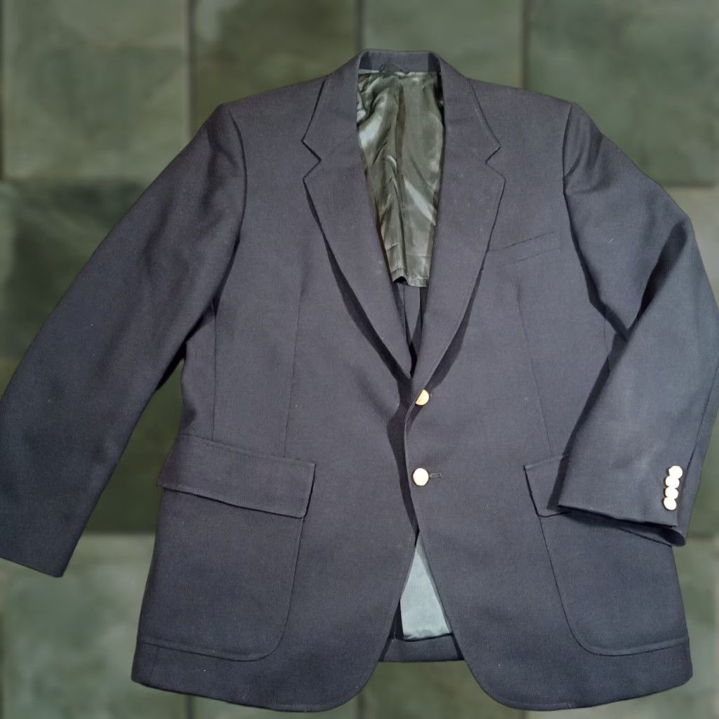 Vintage VINTAGE Anthony Allan Mens Blazer 46 Reg Blue Jacket USA Made Two-Button Single-Breasted, USA, 70s, Blue, Blazer, Mens Size 46R - 1 Thumbnail