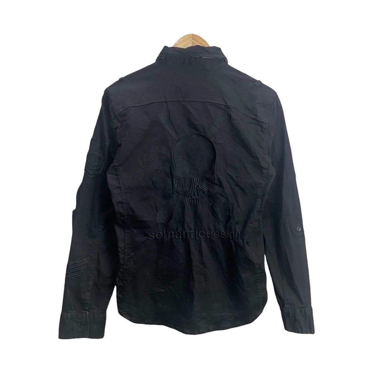 semanticdesign Semantic Design Black Tonal Skull Embroidered Military Shirt Size US M / EU 48-50 / 2 - 1 Thumbnail